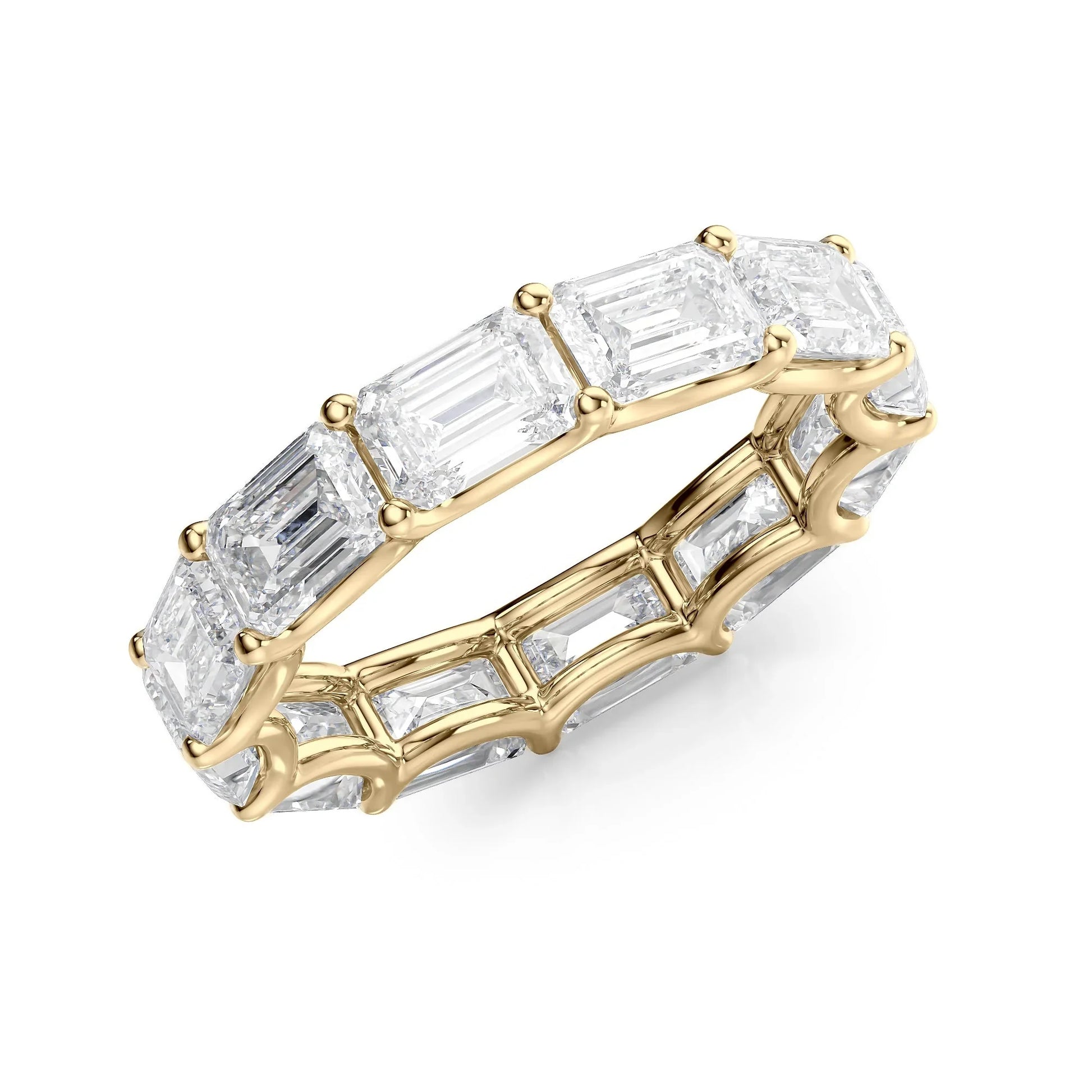 East - West Emerald Lab Grown Diamond U Prong Eternity Band, EF Color, VS Clarity, IGI Certified Ring