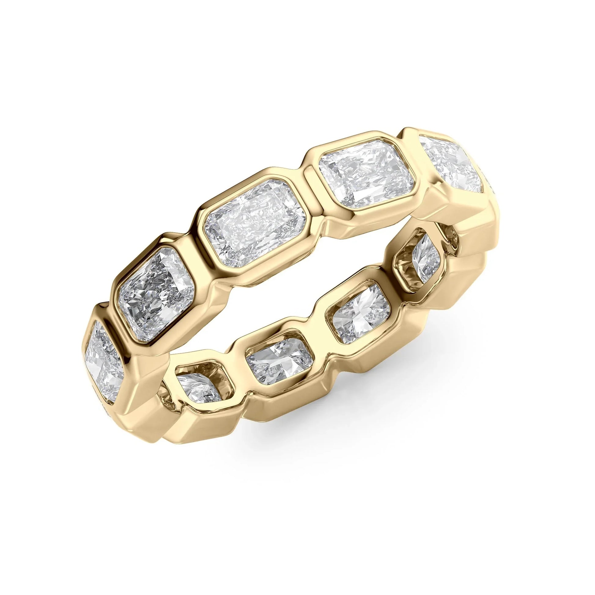 East West Radiant Lab Grown Diamond Bezel Eternity Band, EF Color, VS Clarity, IGI Certified Ring