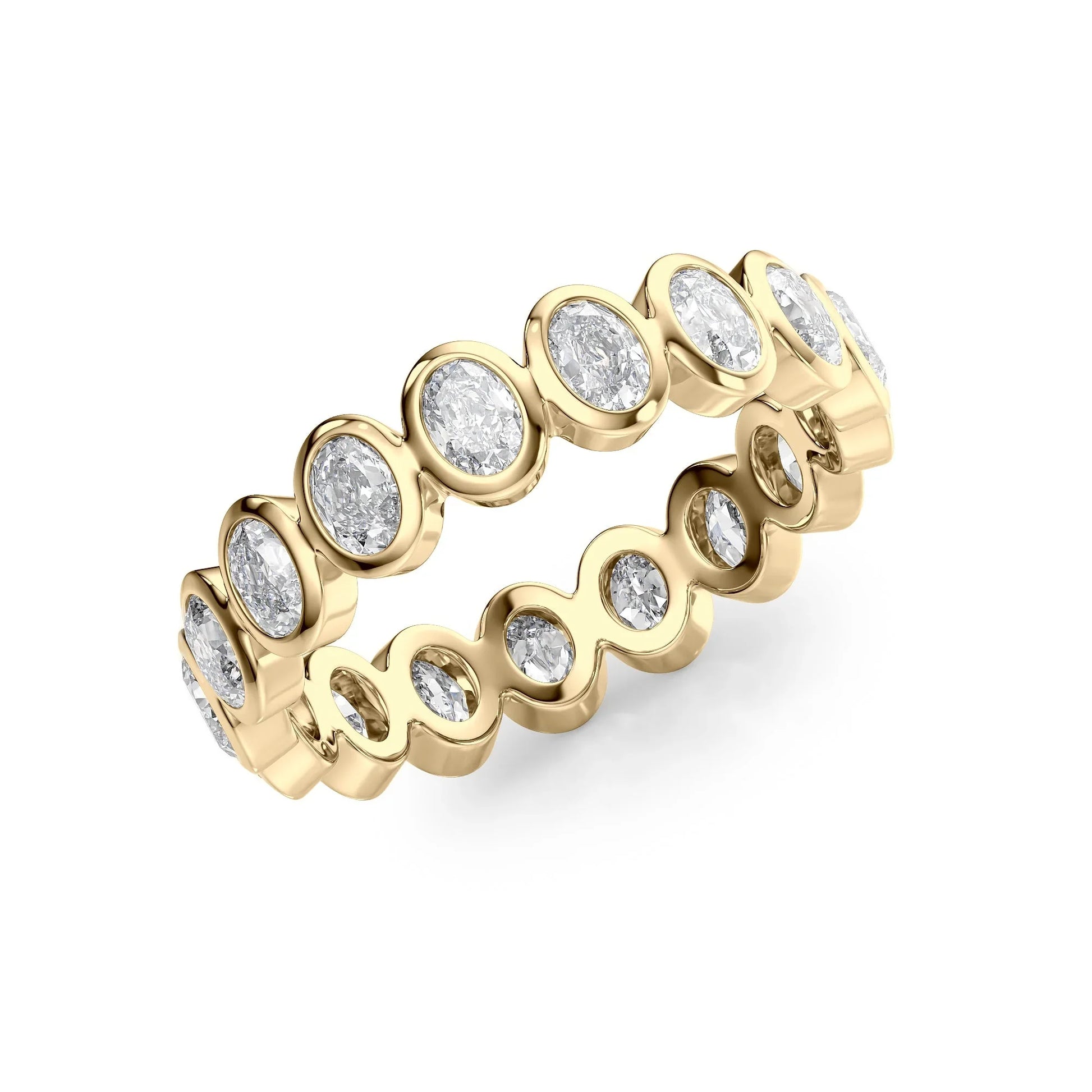 Oval Lab Grown Diamond Bezel Eternity Band, EF Color, VS Clarity, IGI Certified Ring