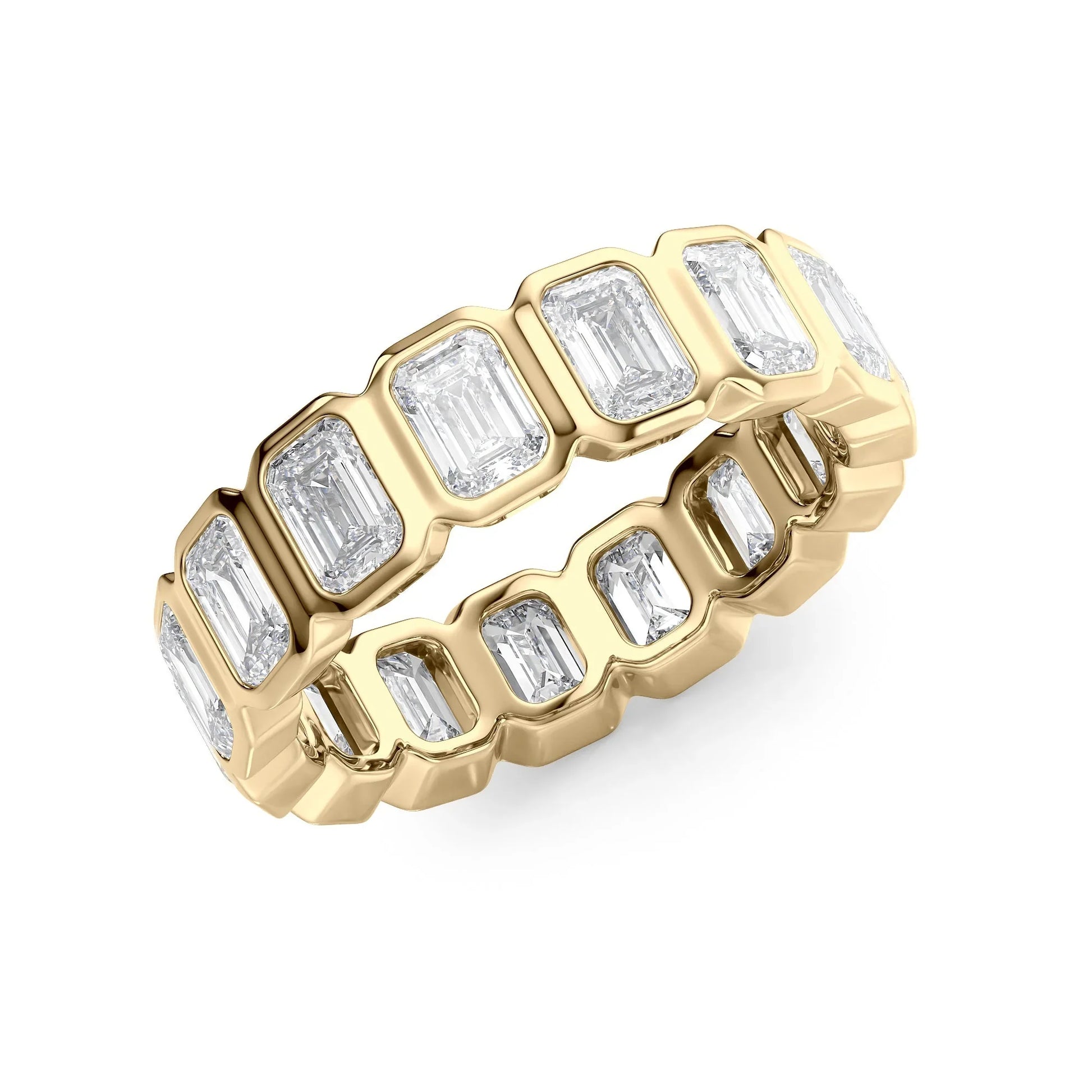 Emerald Lab Grown Diamond Bezel Set Eternity Band, EF Color, VS Color, IGI Certified Ring