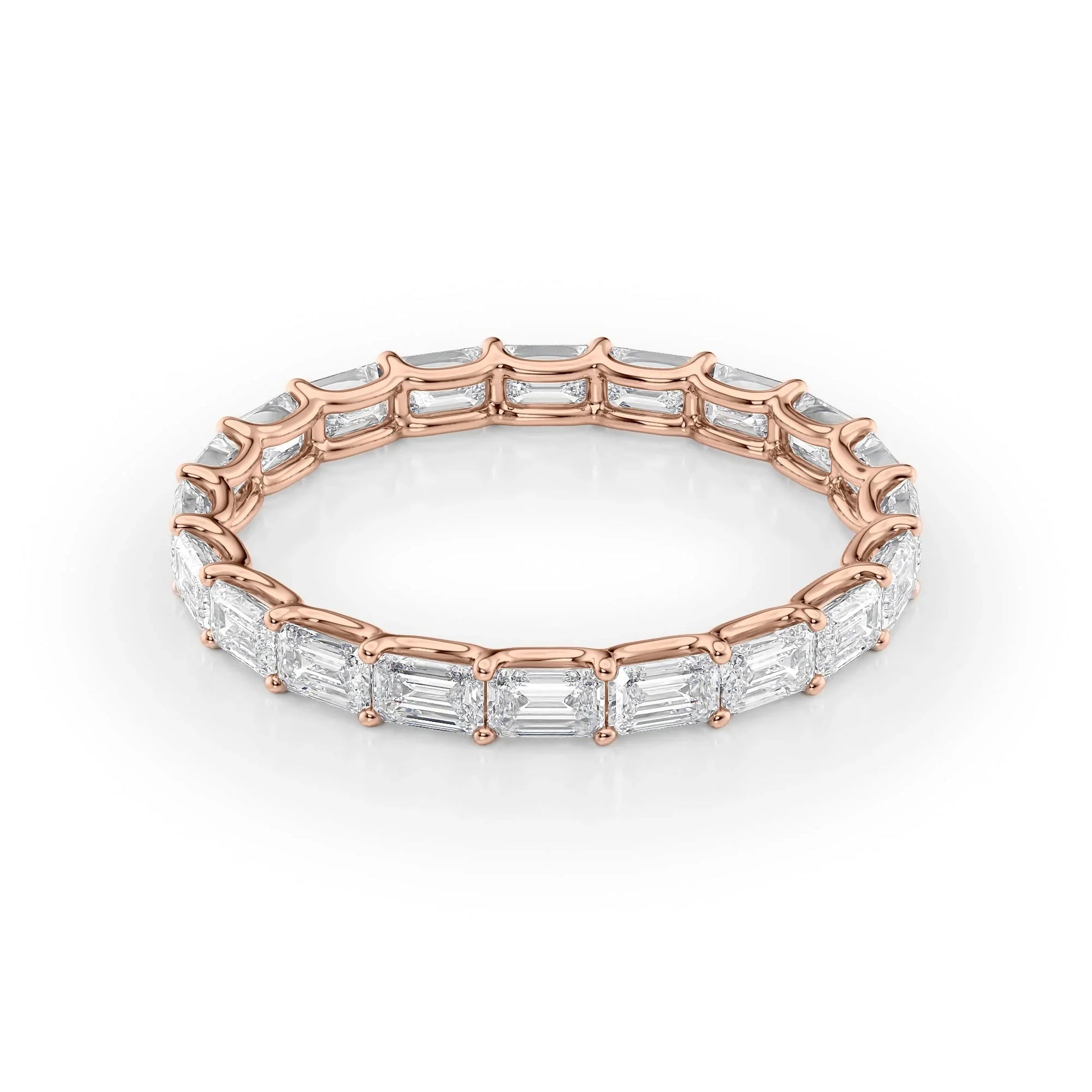 East - West Emerald Lab Grown Diamond U Prong Eternity Band, EF Color, VS Clarity, IGI Certified Ring