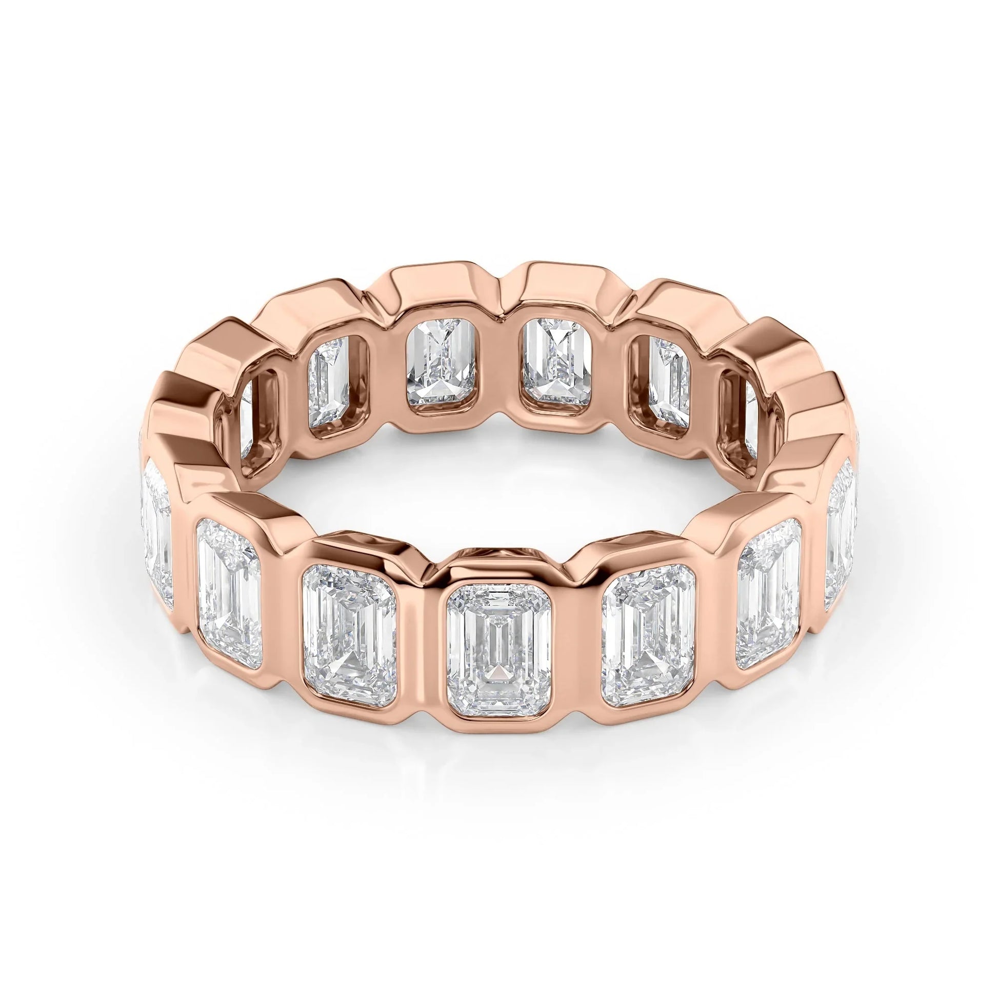 Emerald Lab Grown Diamond Bezel Set Eternity Band, EF Color, VS Color, IGI Certified Ring