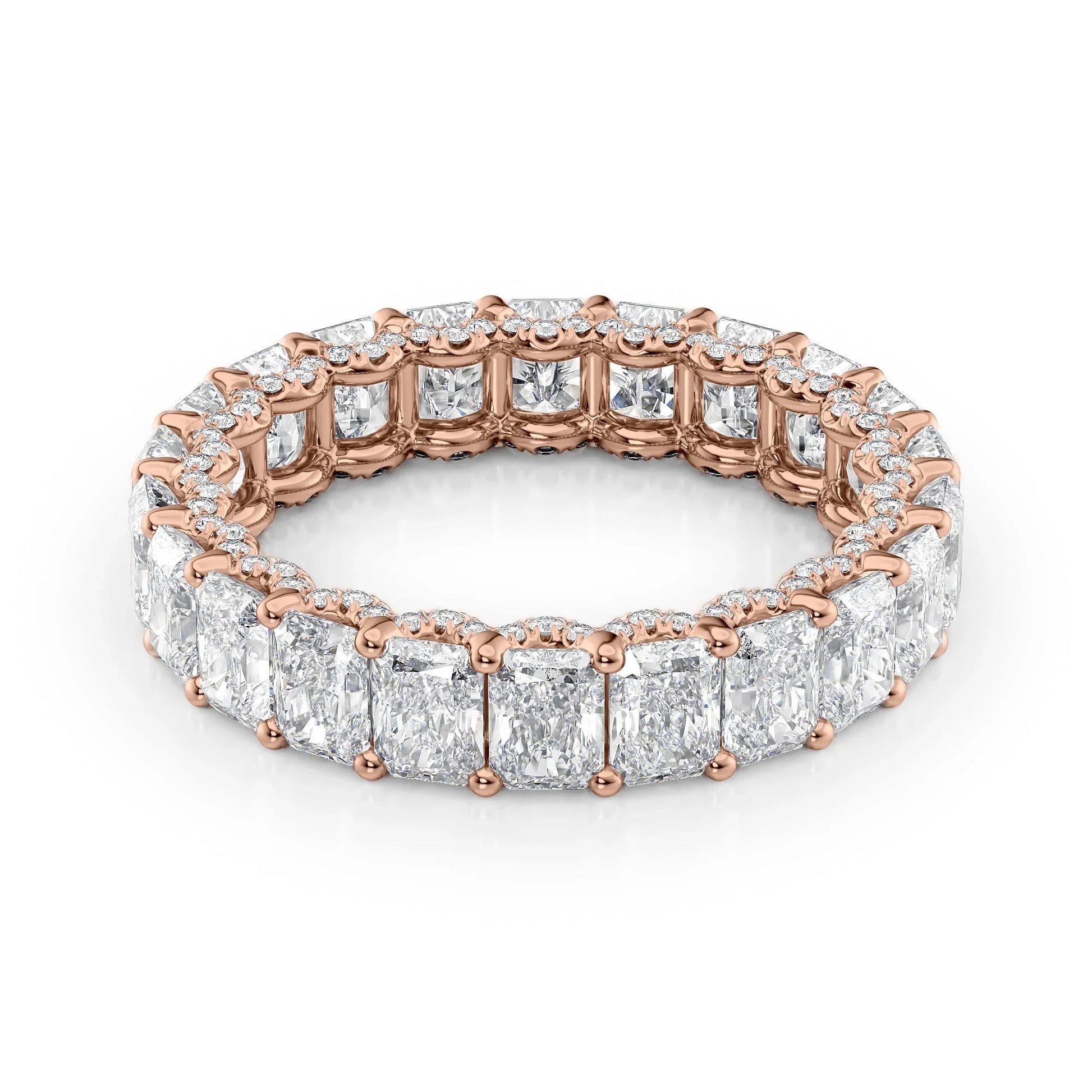 Radiant Lab Grown Diamond U Pave Prong Eternity Band, EF Color , VS Clarity , IGI Certificate