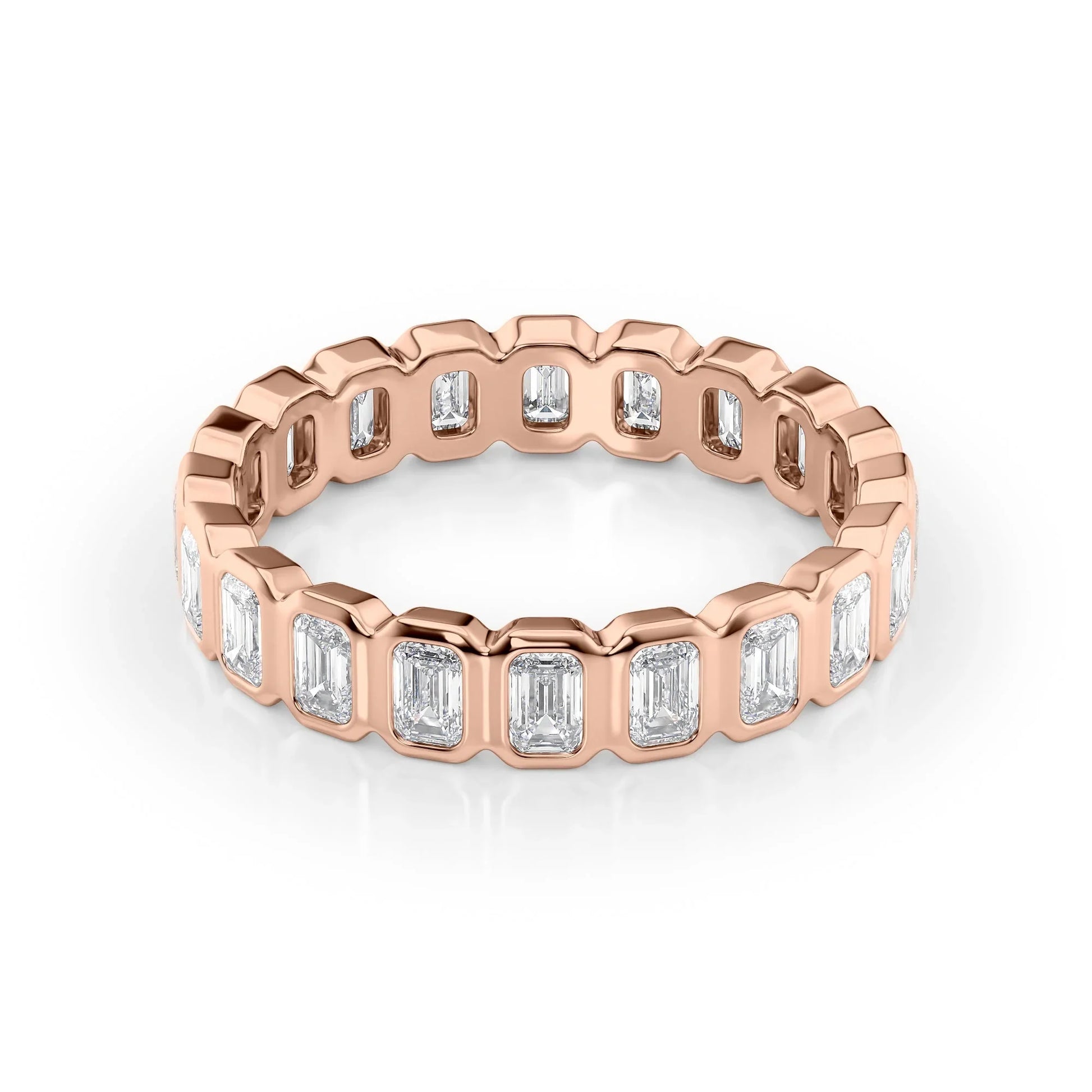 Emerald Lab Grown Diamond Bezel Set Eternity Band, EF Color, VS Color, IGI Certified Ring