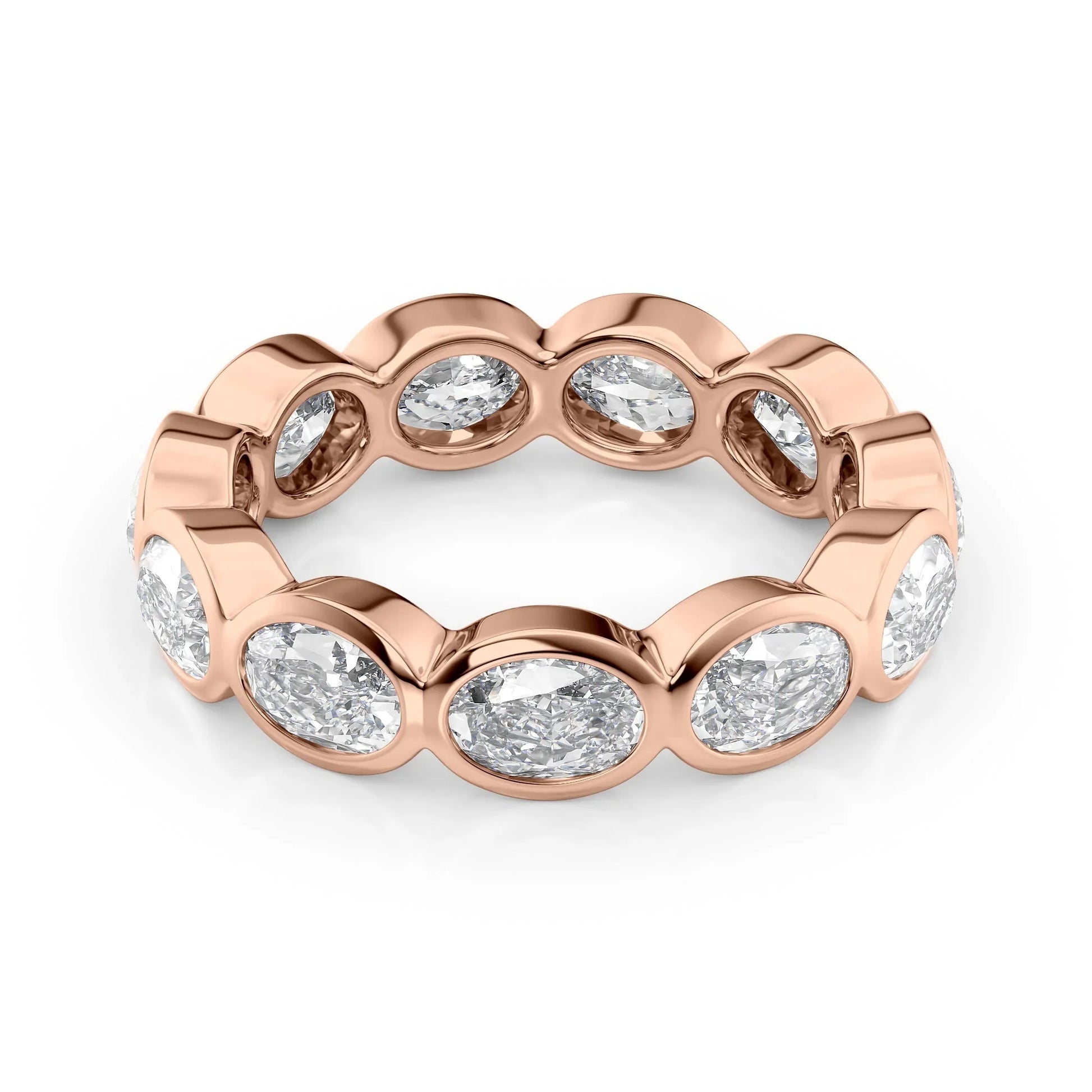 East West Oval Lab Grown Diamond Bezel Eternity Band, EF Color, VS Clarity, IGI Certified Ring