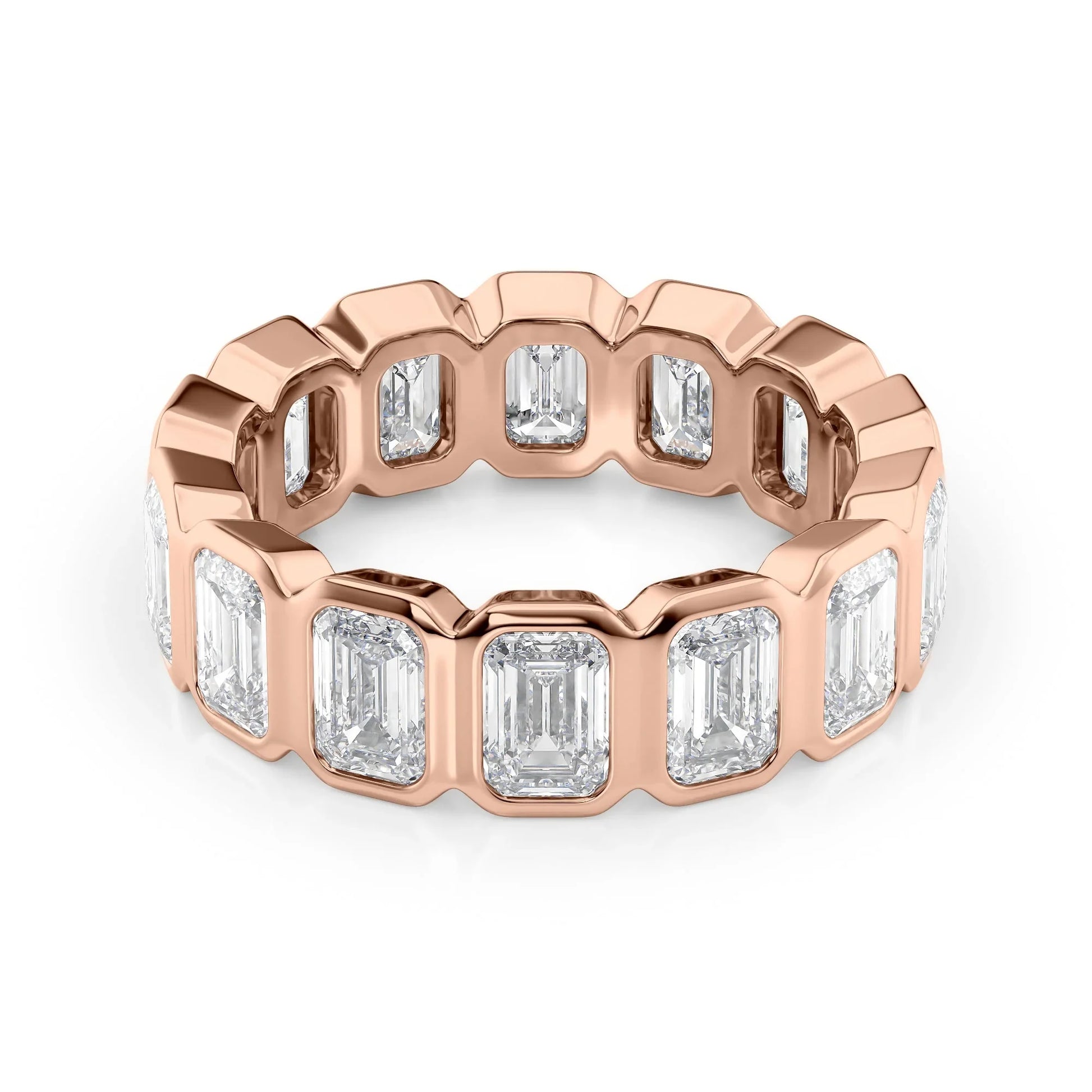 Emerald Lab Grown Diamond Bezel Set Eternity Band, EF Color, VS Color, IGI Certified Ring