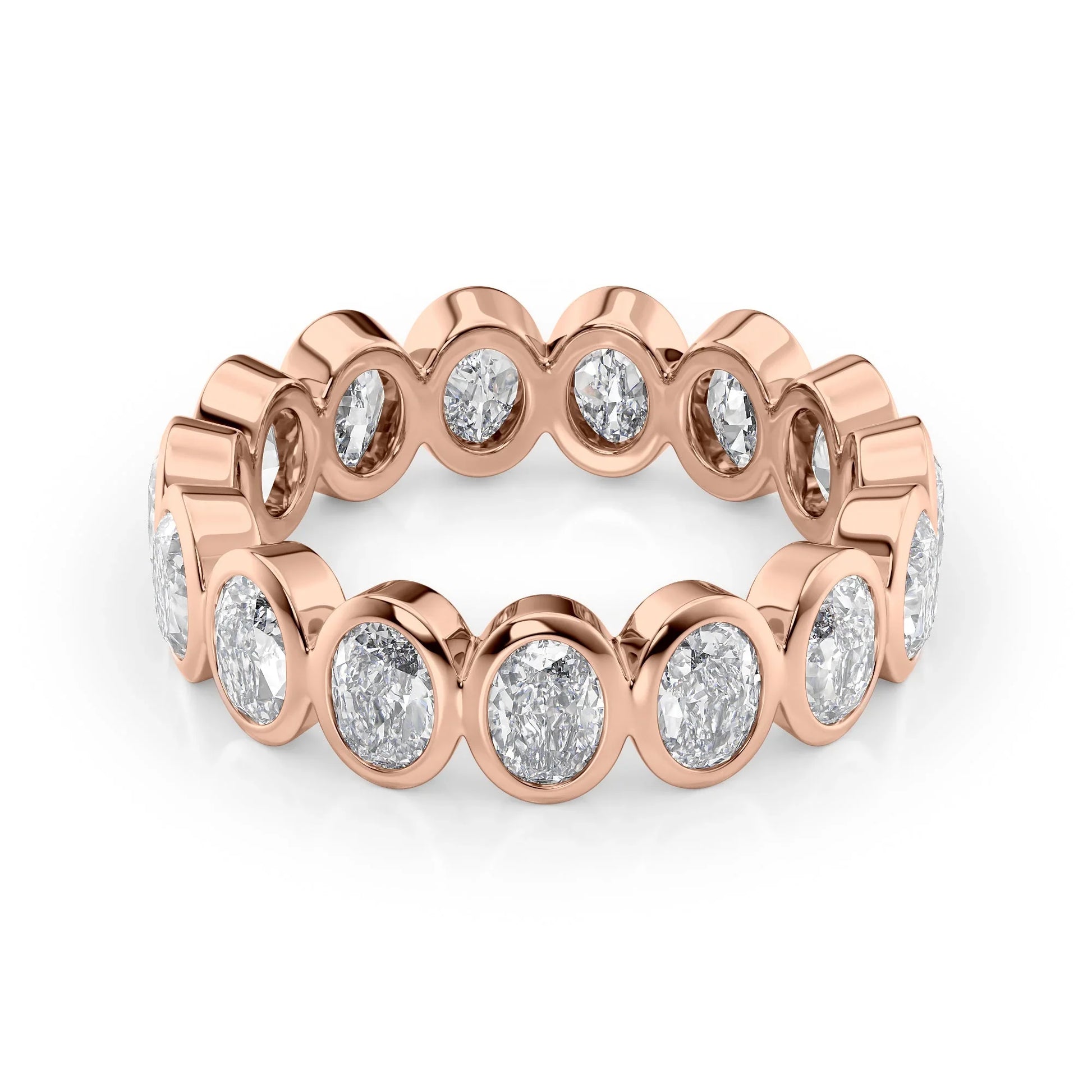 Oval Lab Grown Diamond Bezel Eternity Band, EF Color, VS Clarity, IGI Certified Ring