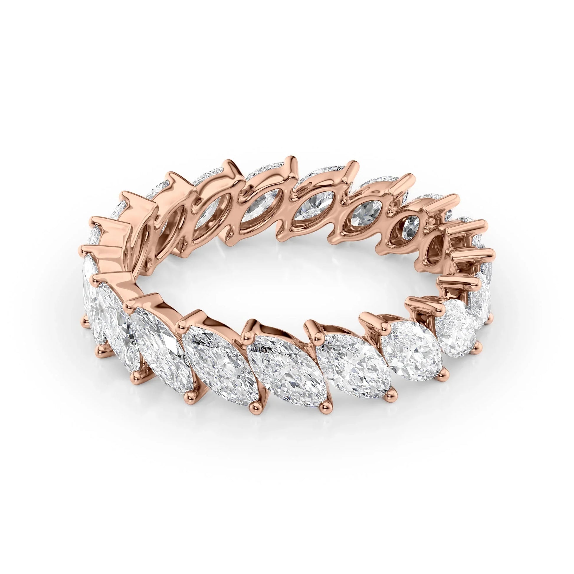 Slanted Marquise Lab Grown Diamond Eternity Band, EF Color, VS Clarity, IGI Certified Ring