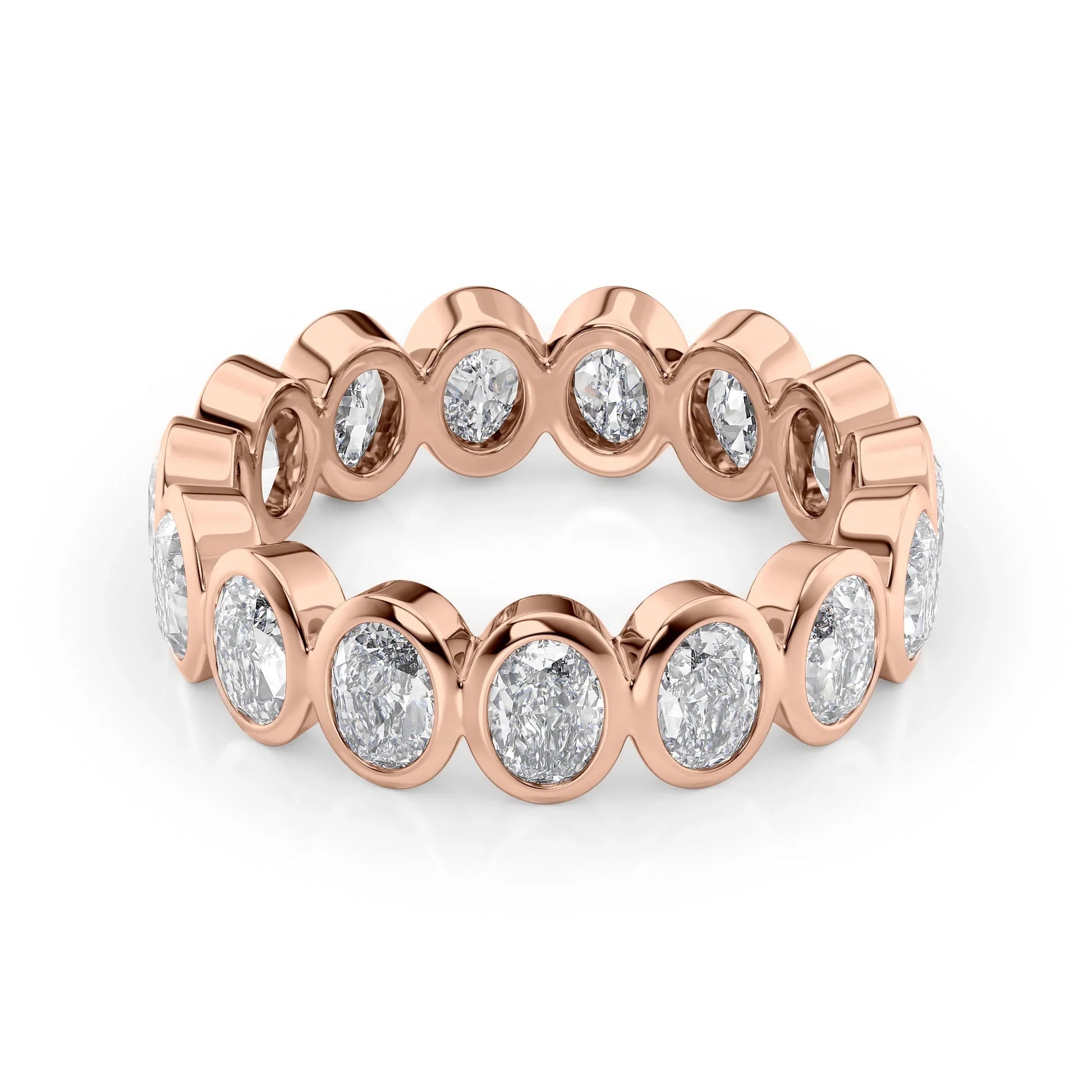 Oval Lab Grown Diamond Bezel Eternity Band, EF Color, VS Clarity, IGI Certified Ring