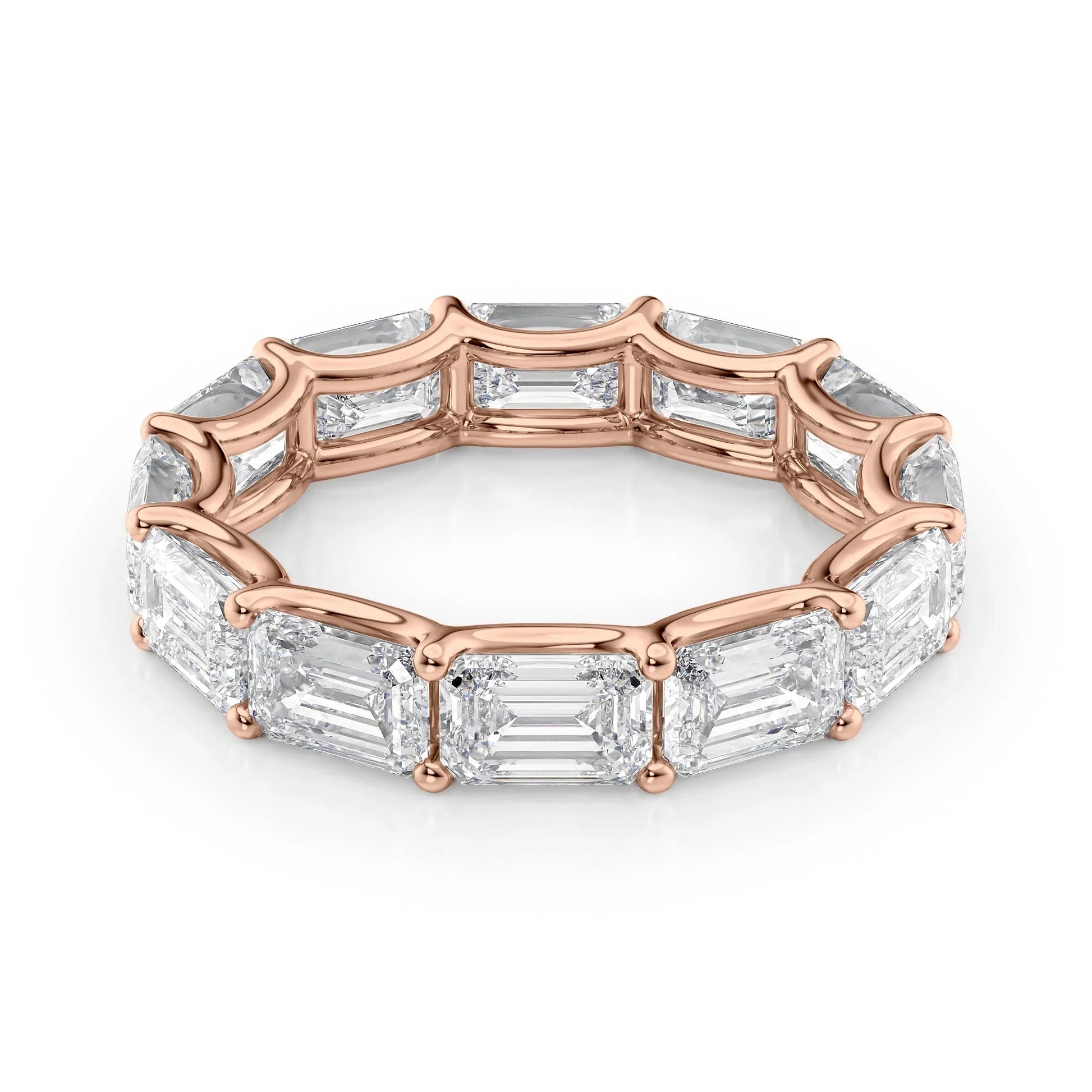 East - West Emerald Lab Grown Diamond U Prong Eternity Band, EF Color, VS Clarity, IGI Certified Ring