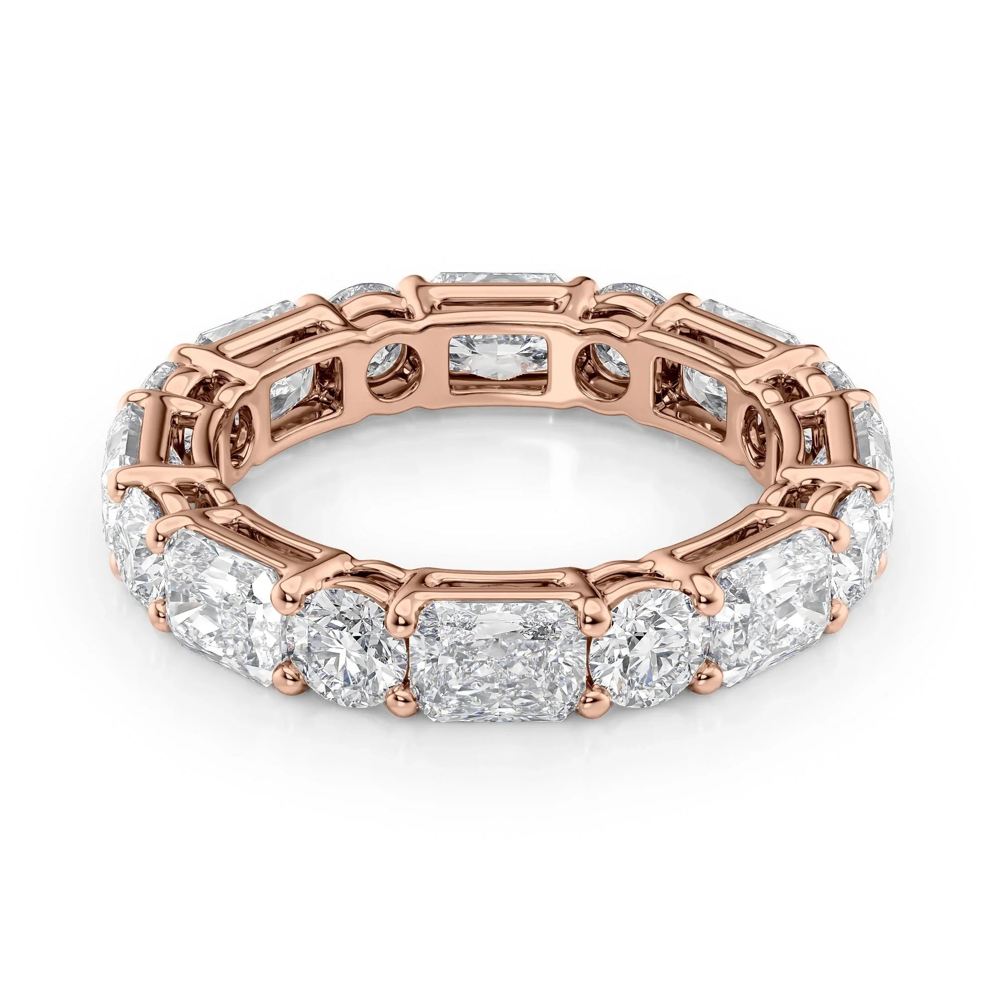 Alternating Radiant and Round Lab Grown Diamond Basket Eternity Band, EF Color, VS Clarity, IGI Certified Ring