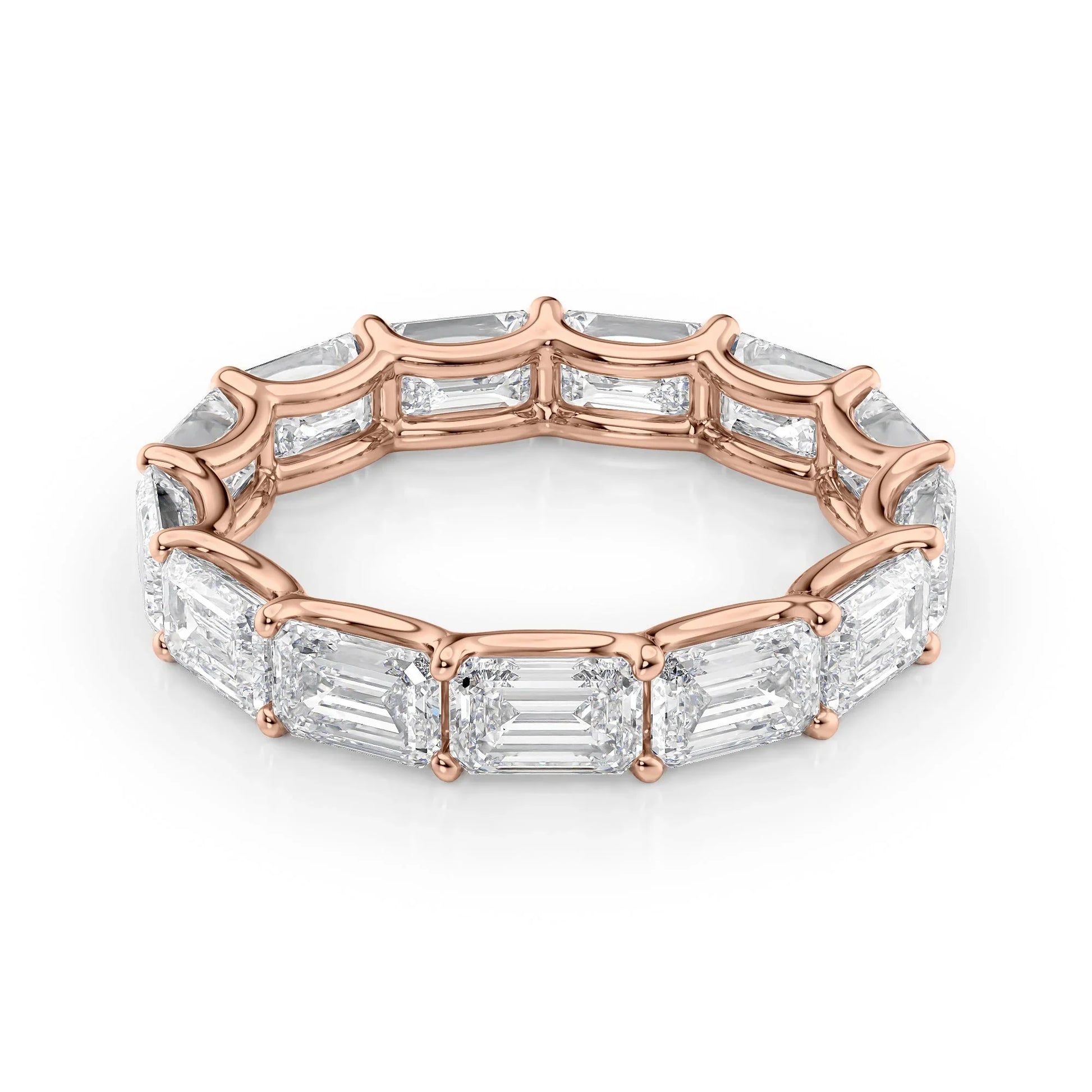 East - West Emerald Lab Grown Diamond U Prong Eternity Band, EF Color, VS Clarity, IGI Certified Ring