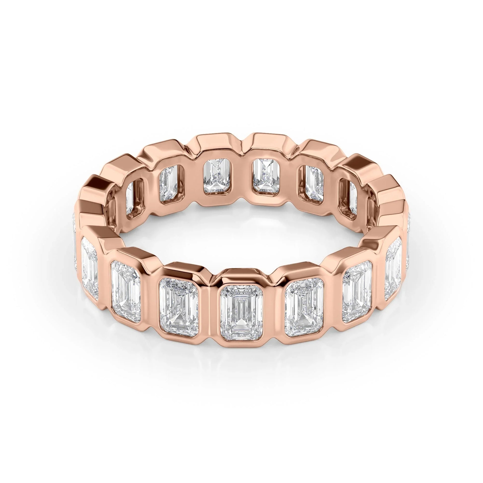 Emerald Lab Grown Diamond Bezel Set Eternity Band, EF Color, VS Color, IGI Certified Ring