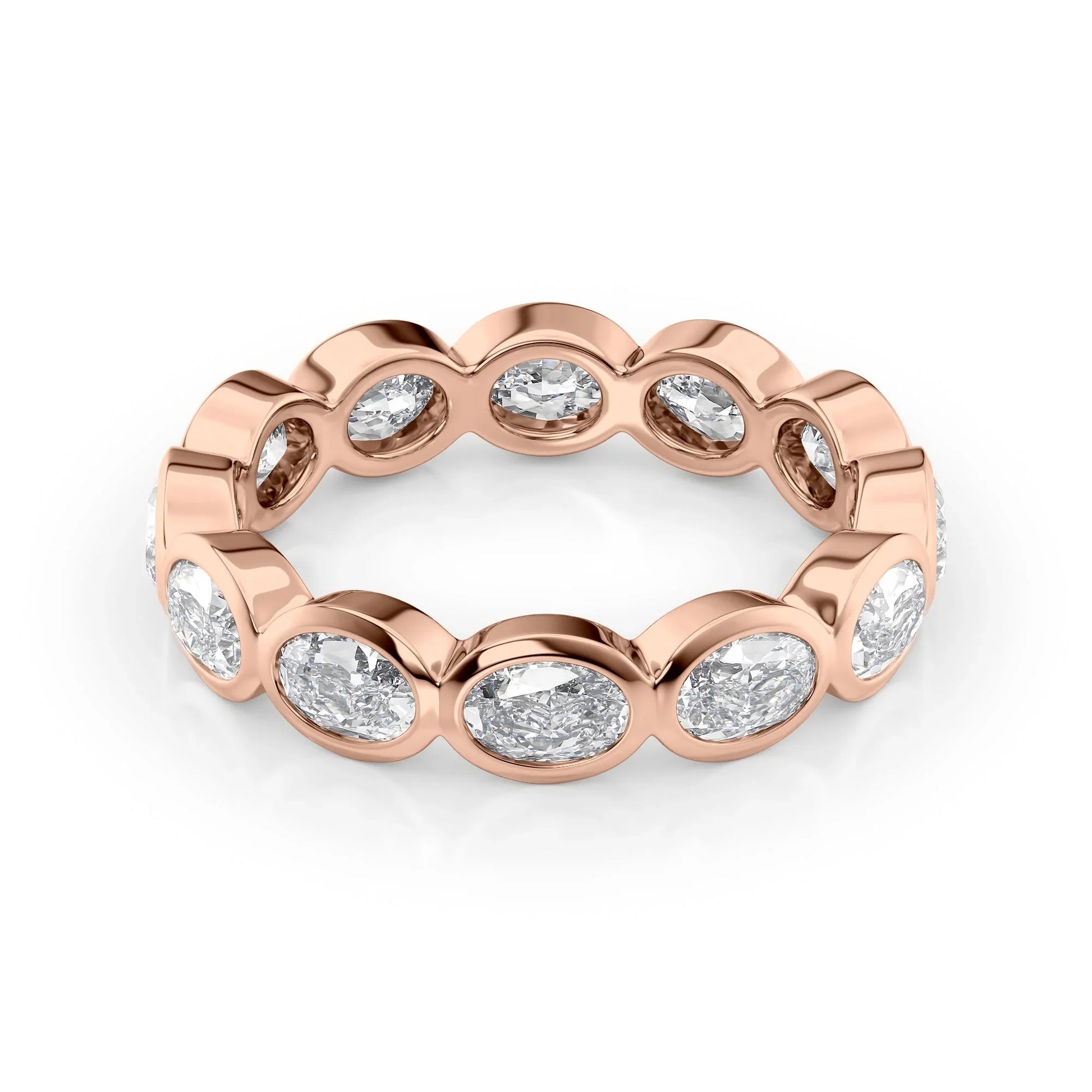 East West Oval Lab Grown Diamond Bezel Eternity Band, EF Color, VS Clarity, IGI Certified Ring