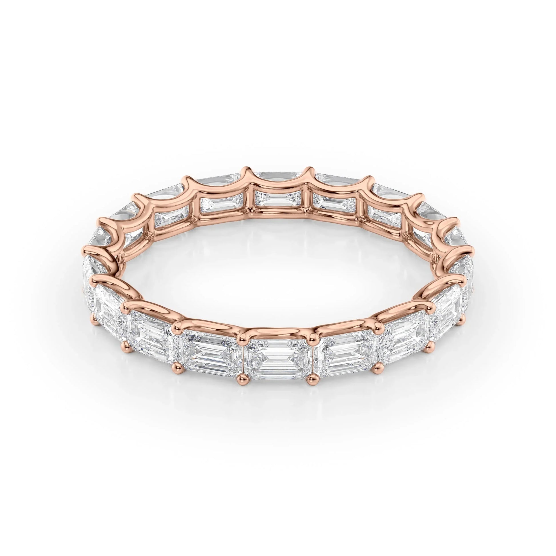 East - West Emerald Lab Grown Diamond U Prong Eternity Band, EF Color, VS Clarity, IGI Certified Ring