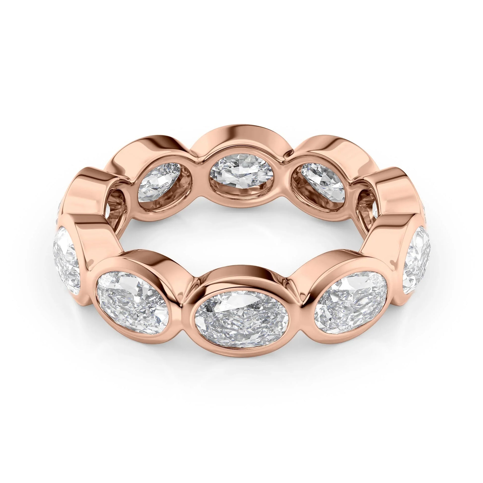 East West Oval Lab Grown Diamond Bezel Eternity Band, EF Color, VS Clarity, IGI Certified Ring