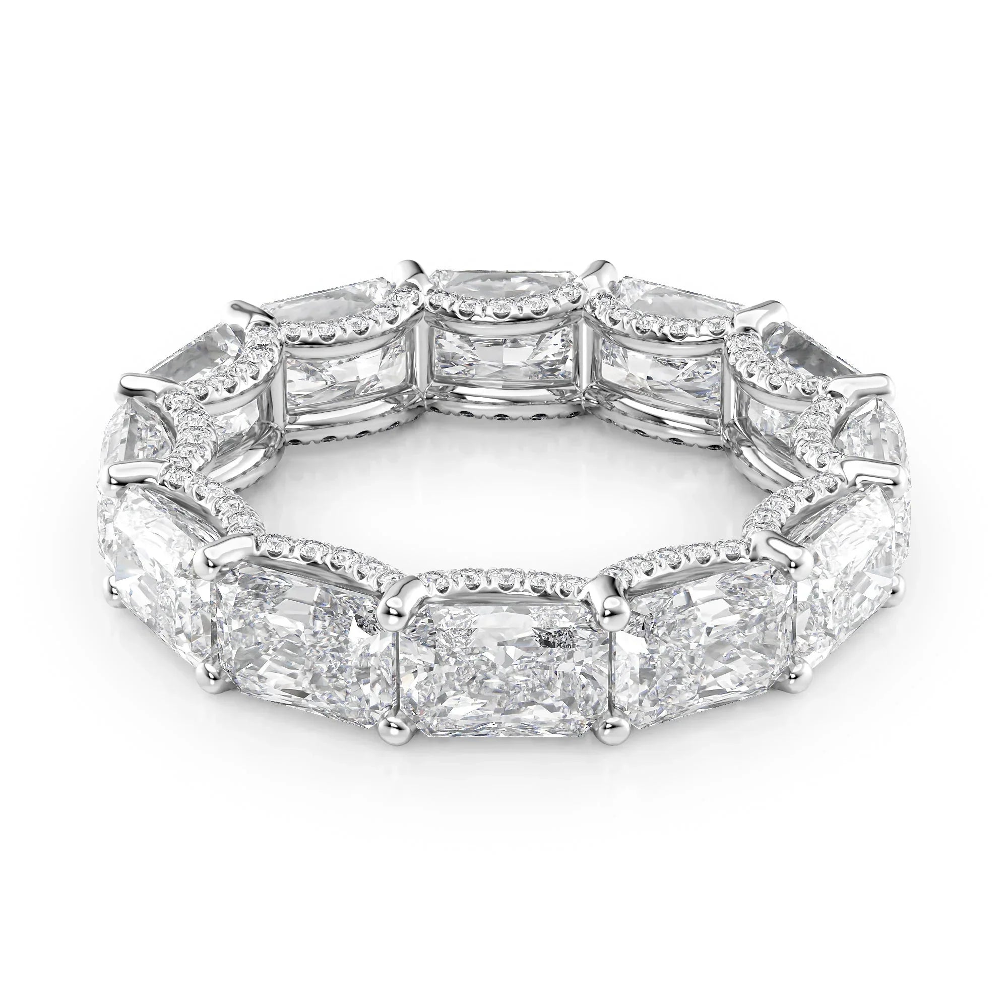 East West Radiant Lab Grown Diamond U Pave Prong Eternity Band, EF Color, VS Clarity, IGI Certified Ring