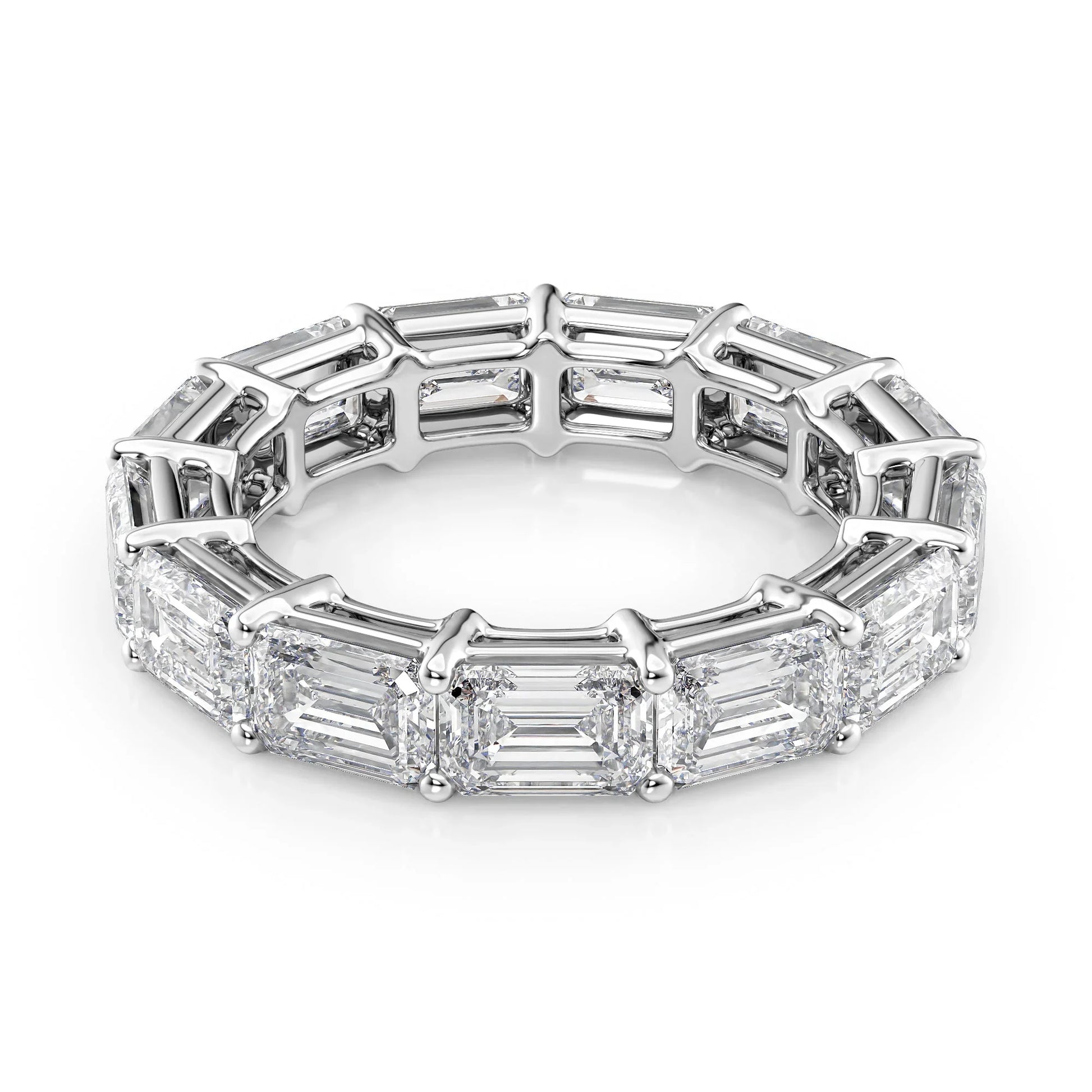 East West Emerald Lab Grown Diamond Eternity Band, EF Color, VS Color, IGI Certified Ring