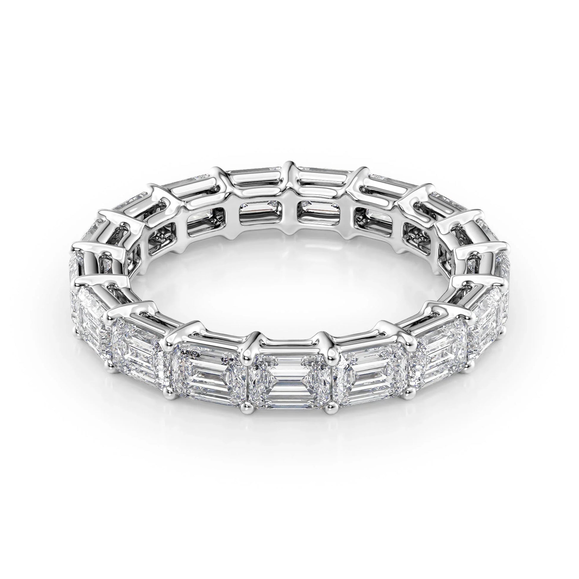 East West Emerald Lab Grown Diamond Eternity Band, EF Color, VS Color, IGI Certified Ring