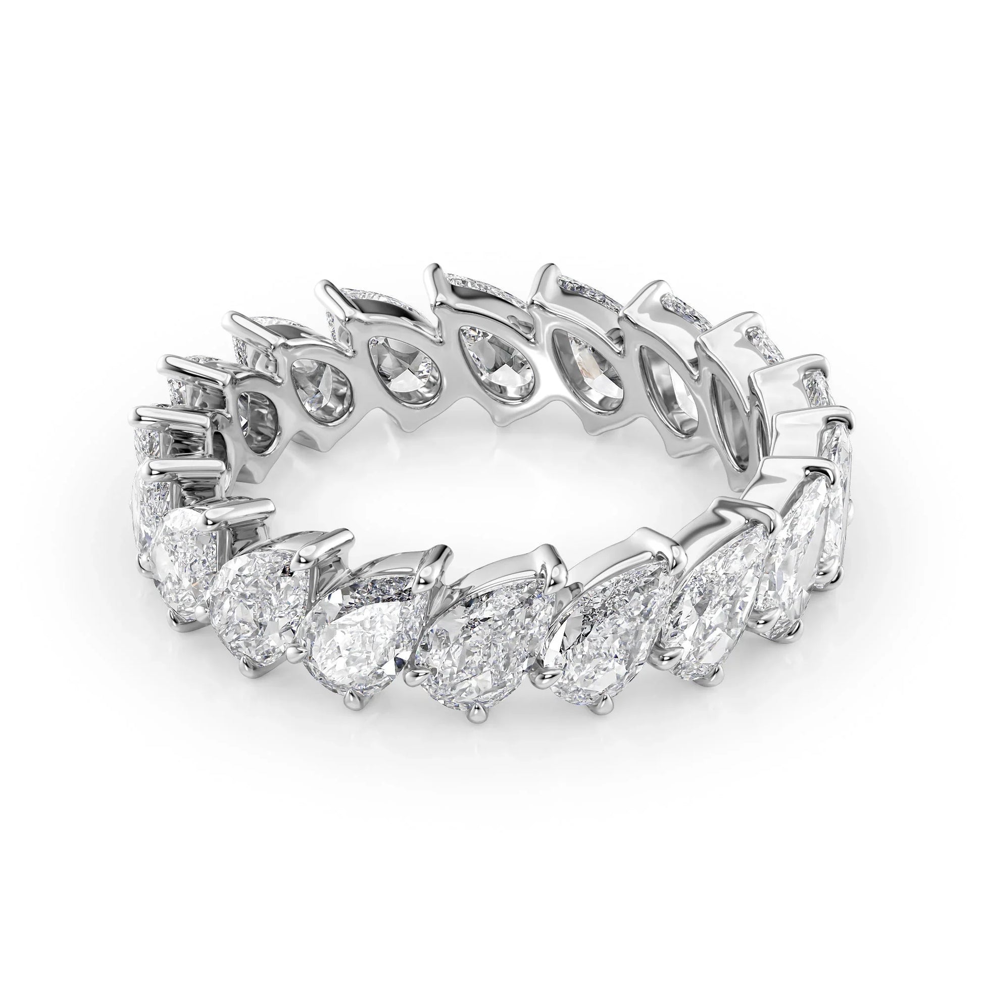 Slanted Pear Lab Grown Diamond Eternity Band, EF Color, VS Clarity, IGI Certified Ring