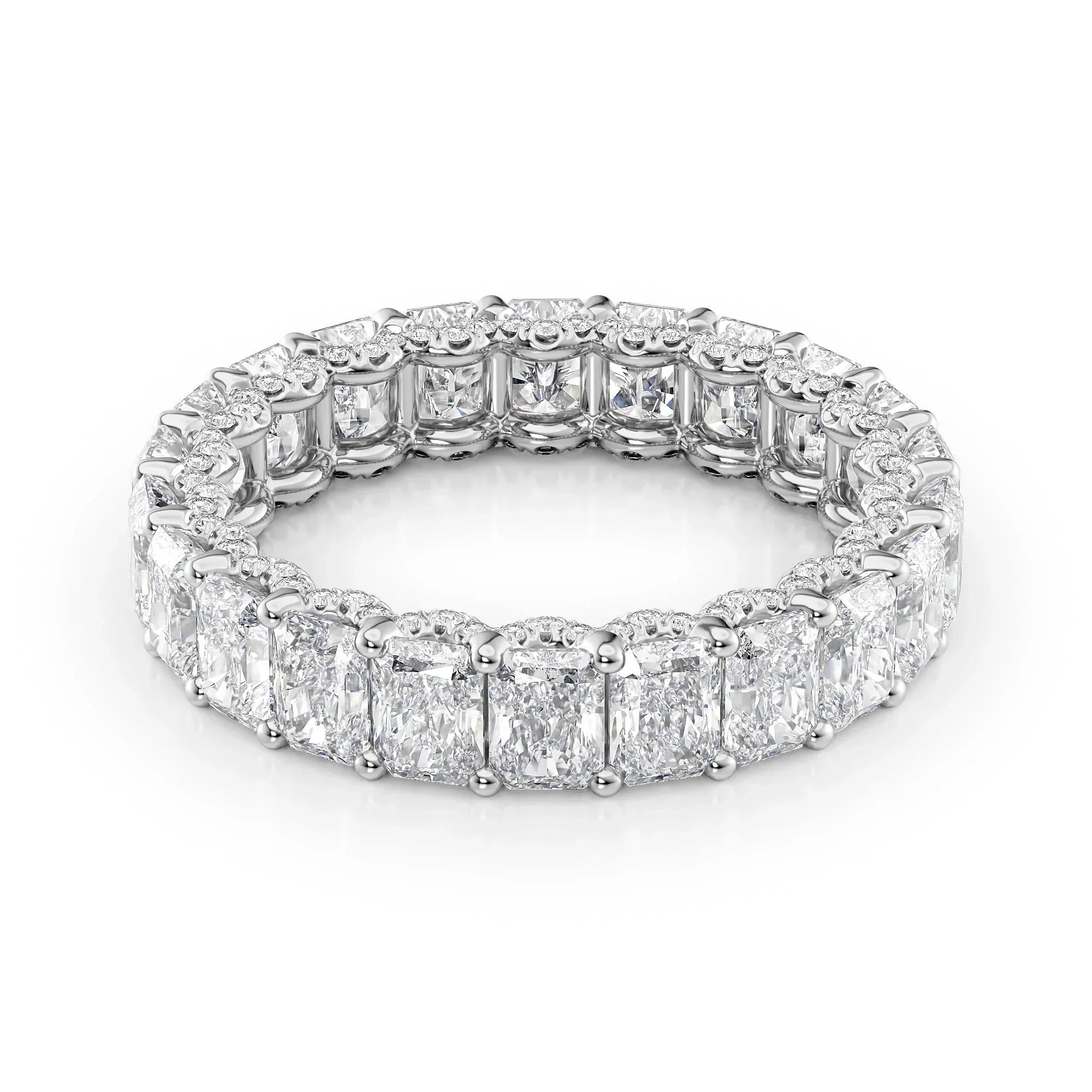 Radiant Lab Grown Diamond U Pave Prong Eternity Band, EF Color , VS Clarity , IGI Certificate
