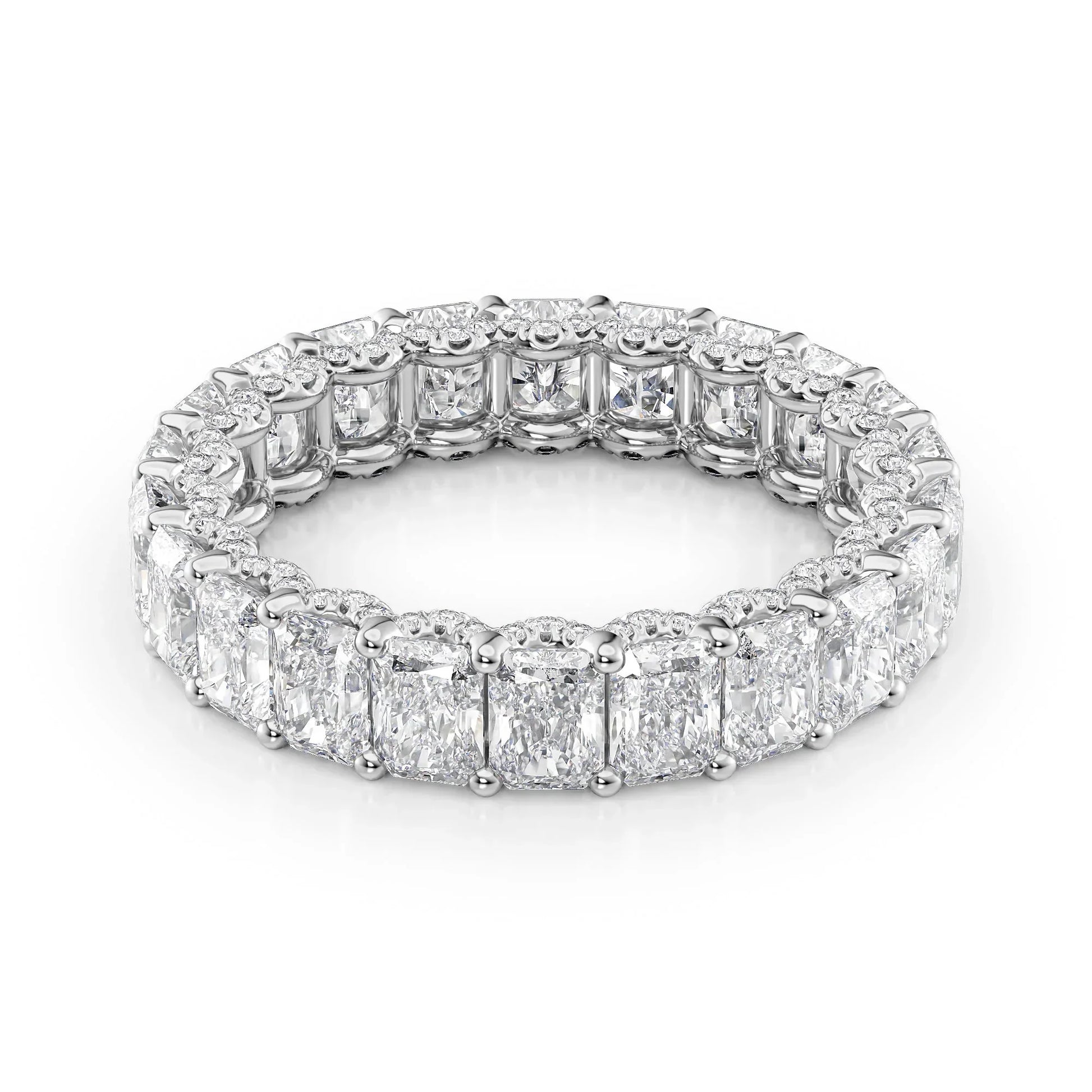 Radiant Lab Grown Diamond U Pave Prong Eternity Band, EF Color , VS Clarity , IGI Certificate