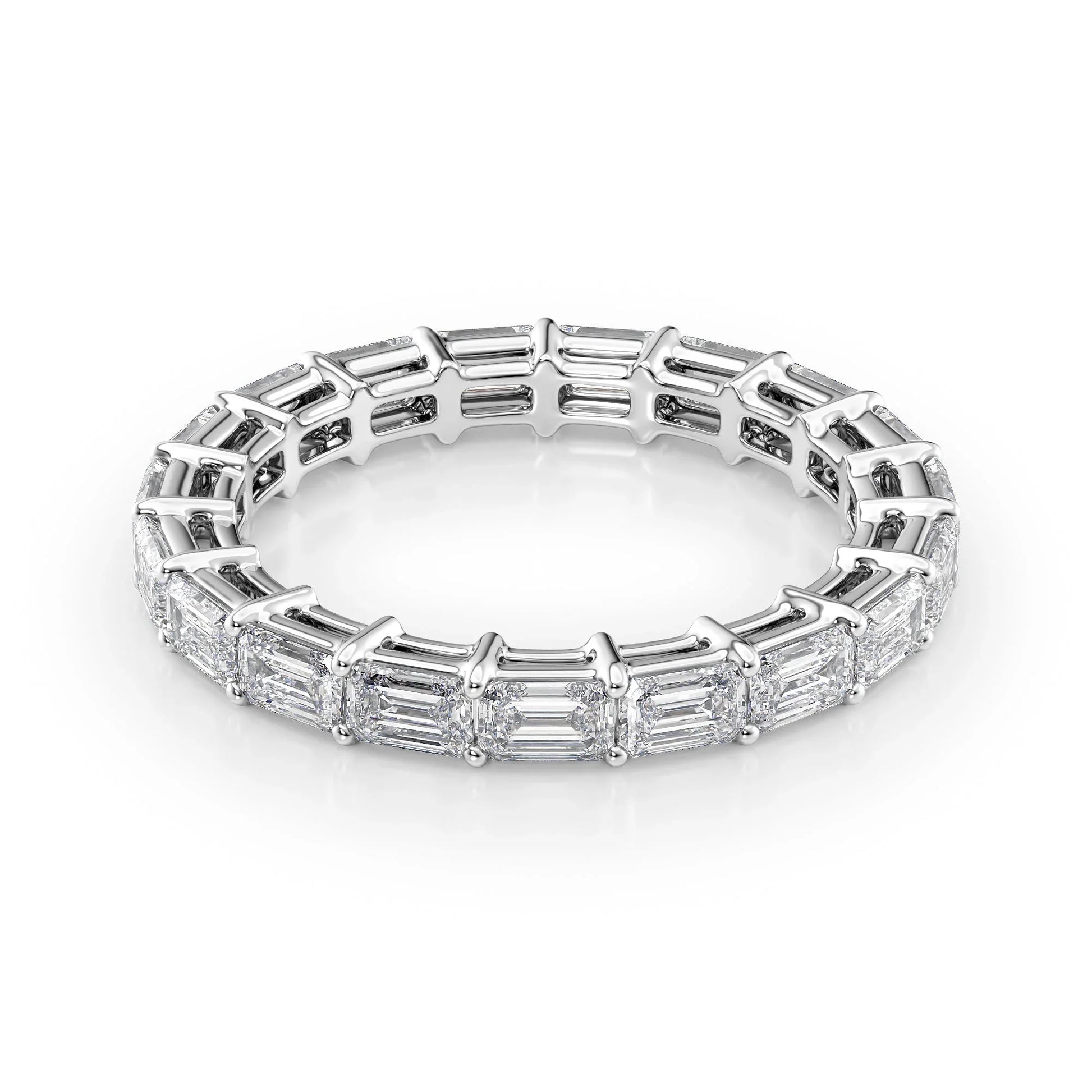 East West Emerald Lab Grown Diamond Eternity Band, EF Color, VS Color, IGI Certified Ring