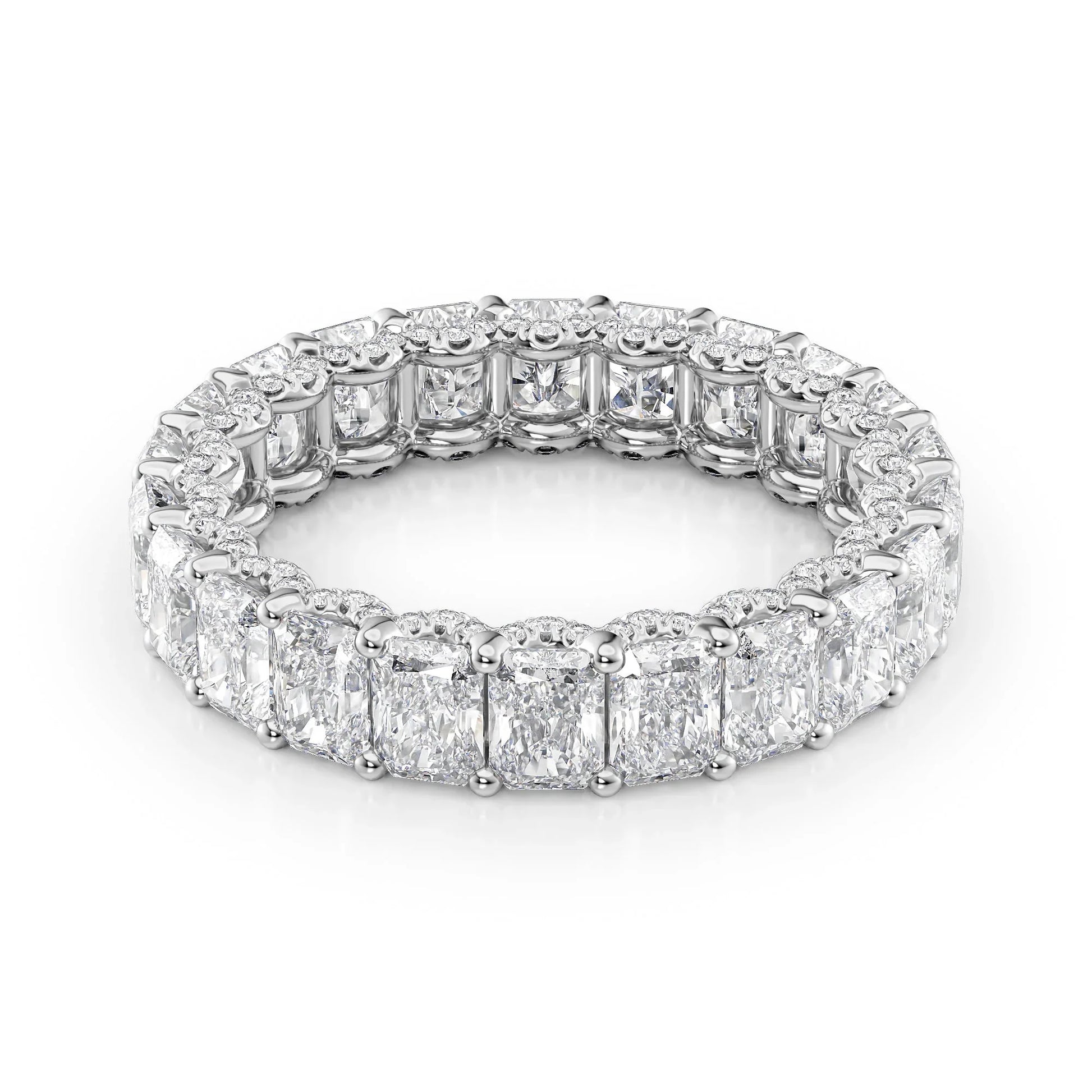 Radiant Lab Grown Diamond U Pave Prong Eternity Band, EF Color , VS Clarity , IGI Certificate