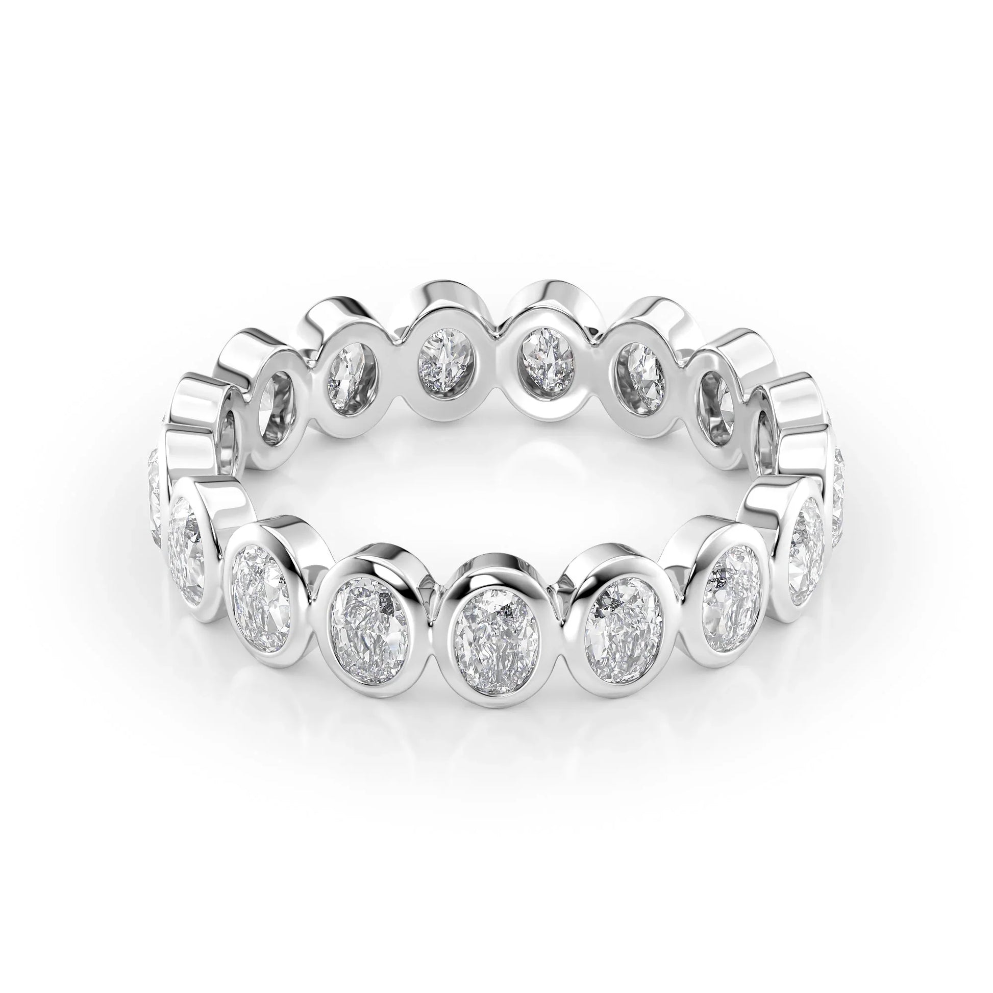 Oval Lab Grown Diamond Bezel Eternity Band, EF Color, VS Clarity, IGI Certified Ring