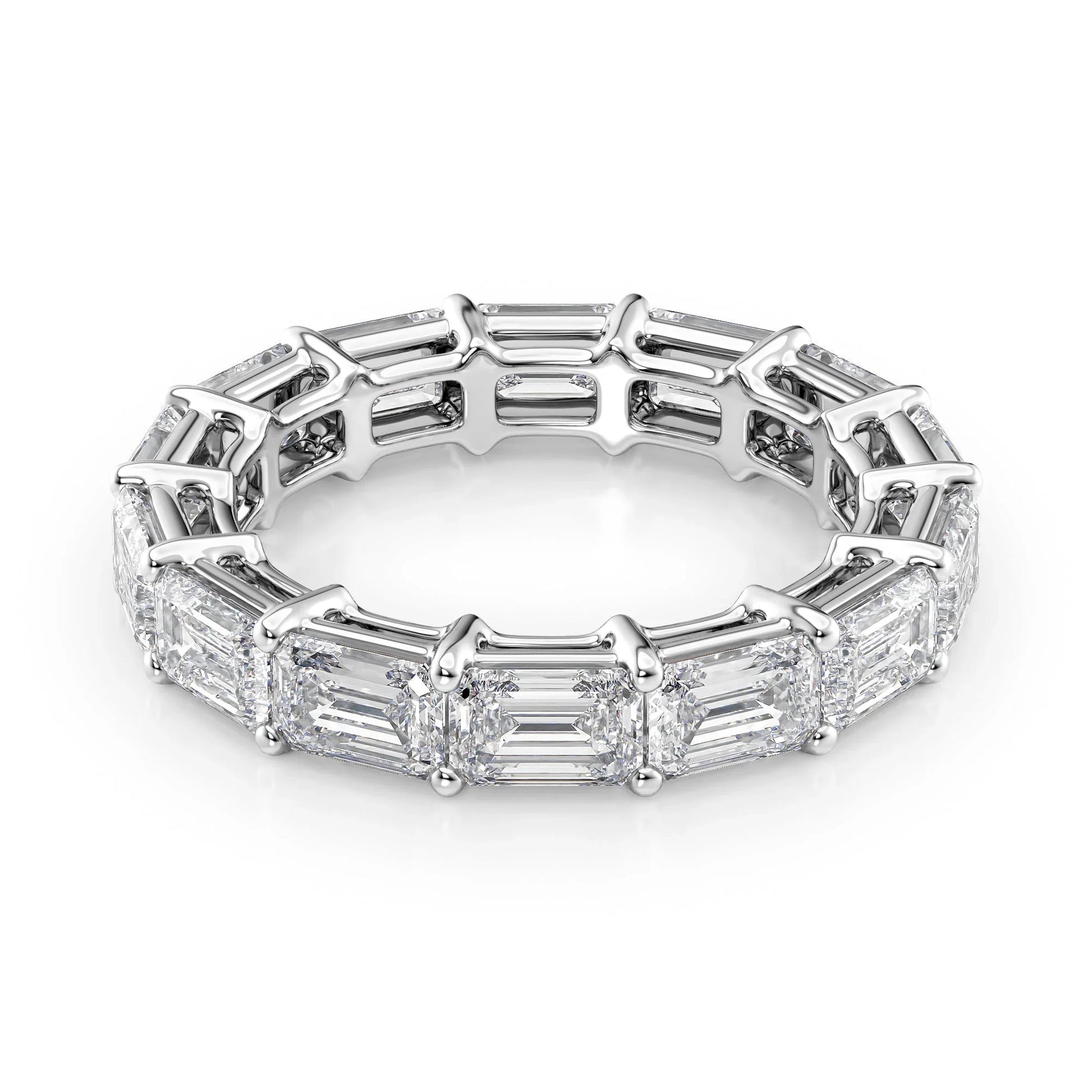 East West Emerald Lab Grown Diamond Eternity Band, EF Color, VS Color, IGI Certified Ring