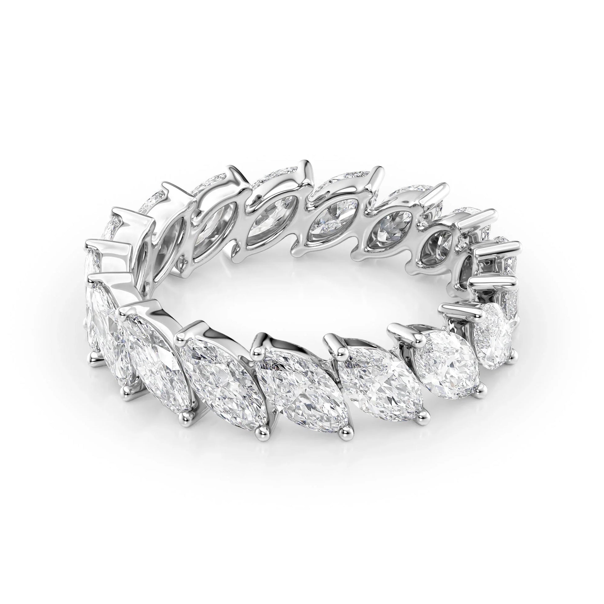 Slanted Marquise Lab Grown Diamond Eternity Band, EF Color, VS Clarity, IGI Certified Ring