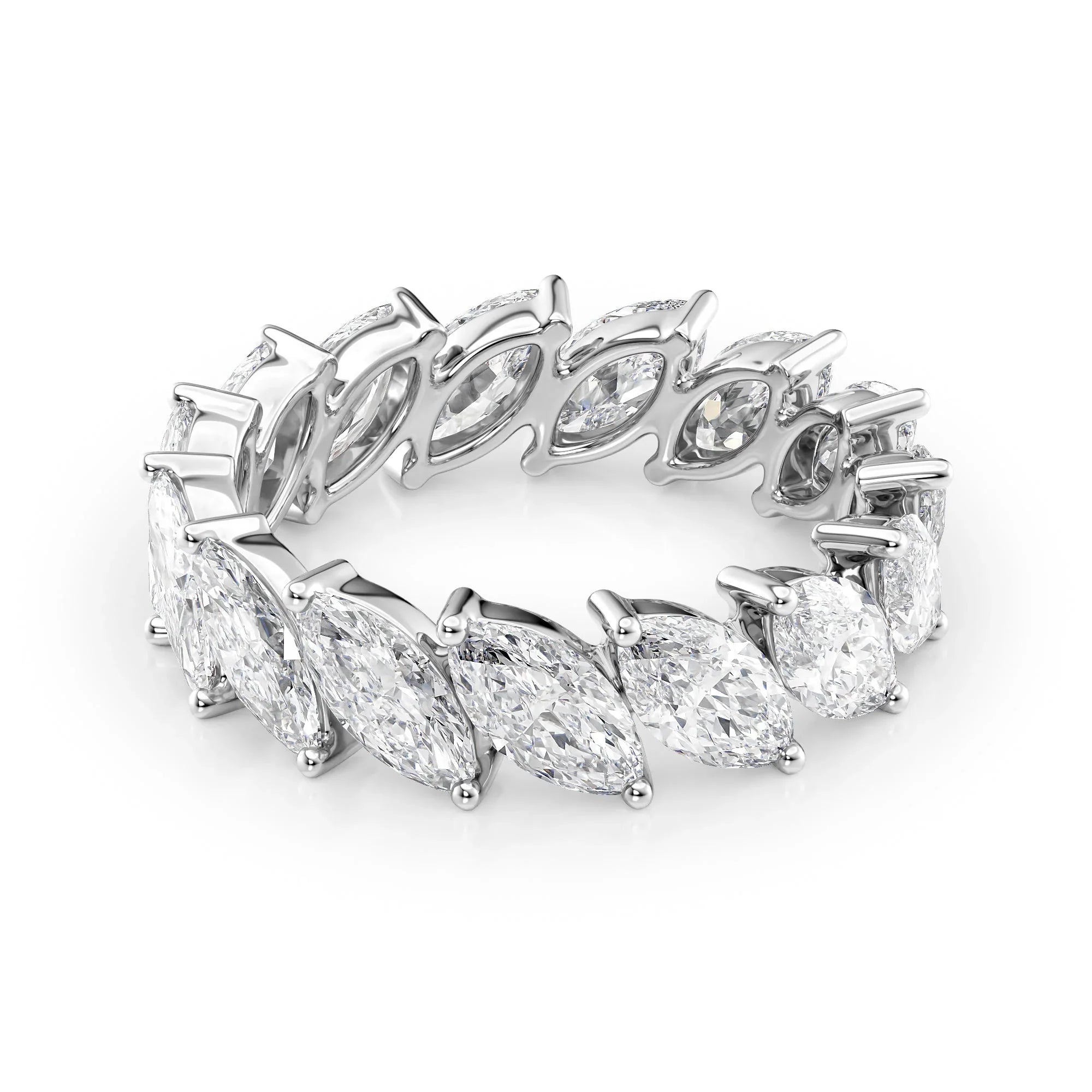 Slanted Marquise Lab Grown Diamond Eternity Band, EF Color, VS Clarity, IGI Certified Ring