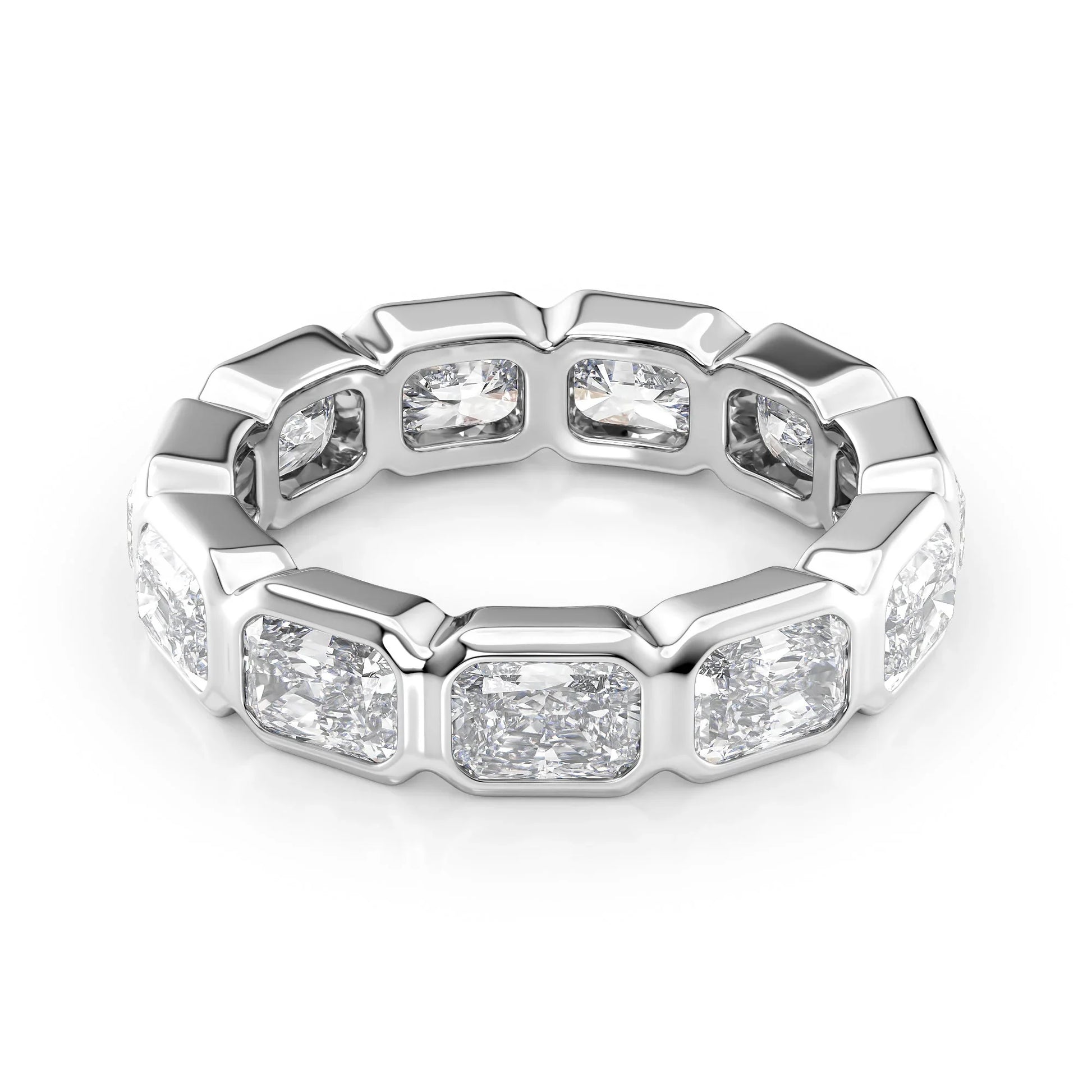 East West Radiant Lab Grown Diamond Bezel Eternity Band, EF Color, VS Clarity, IGI Certified Ring
