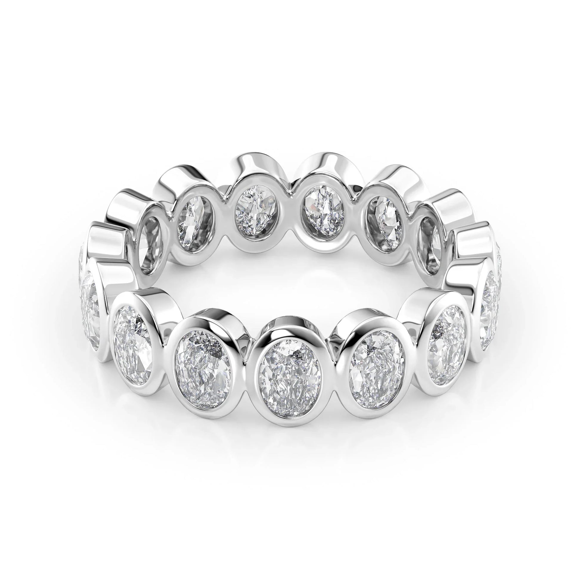 Oval Lab Grown Diamond Bezel Eternity Band, EF Color, VS Clarity, IGI Certified Ring