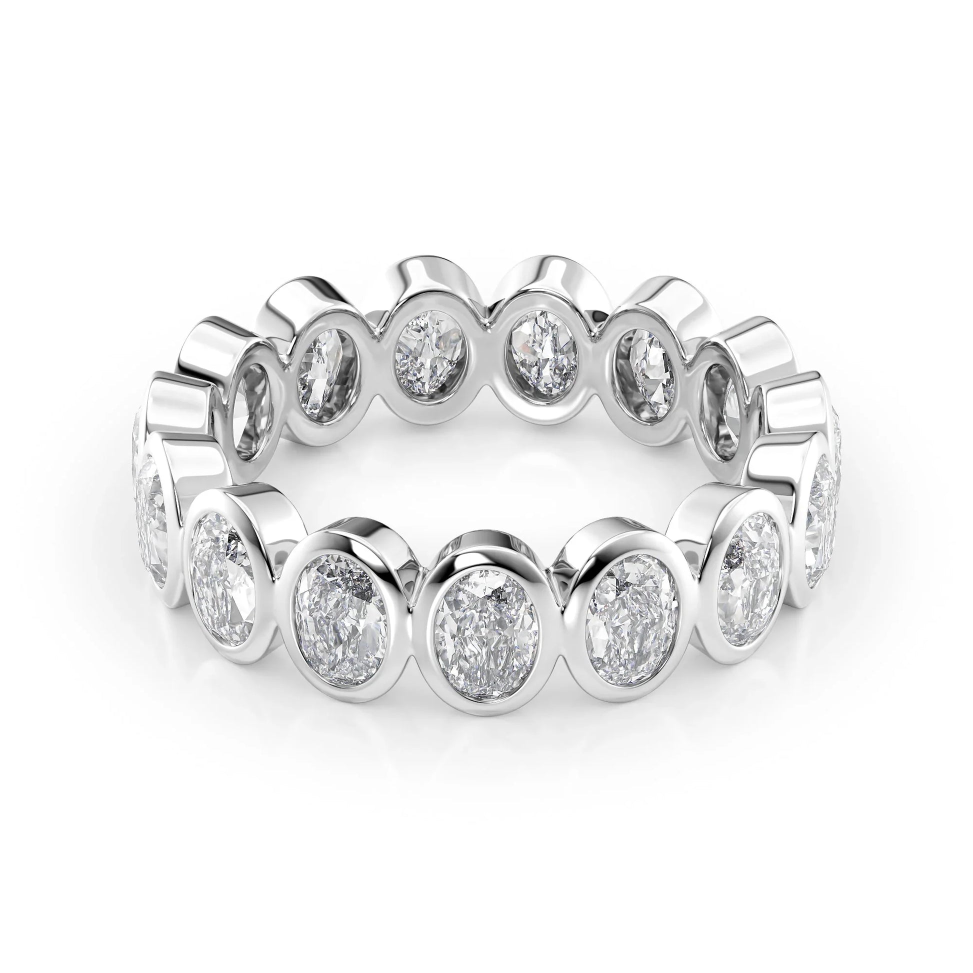 Oval Lab Grown Diamond Bezel Eternity Band, EF Color, VS Clarity, IGI Certified Ring