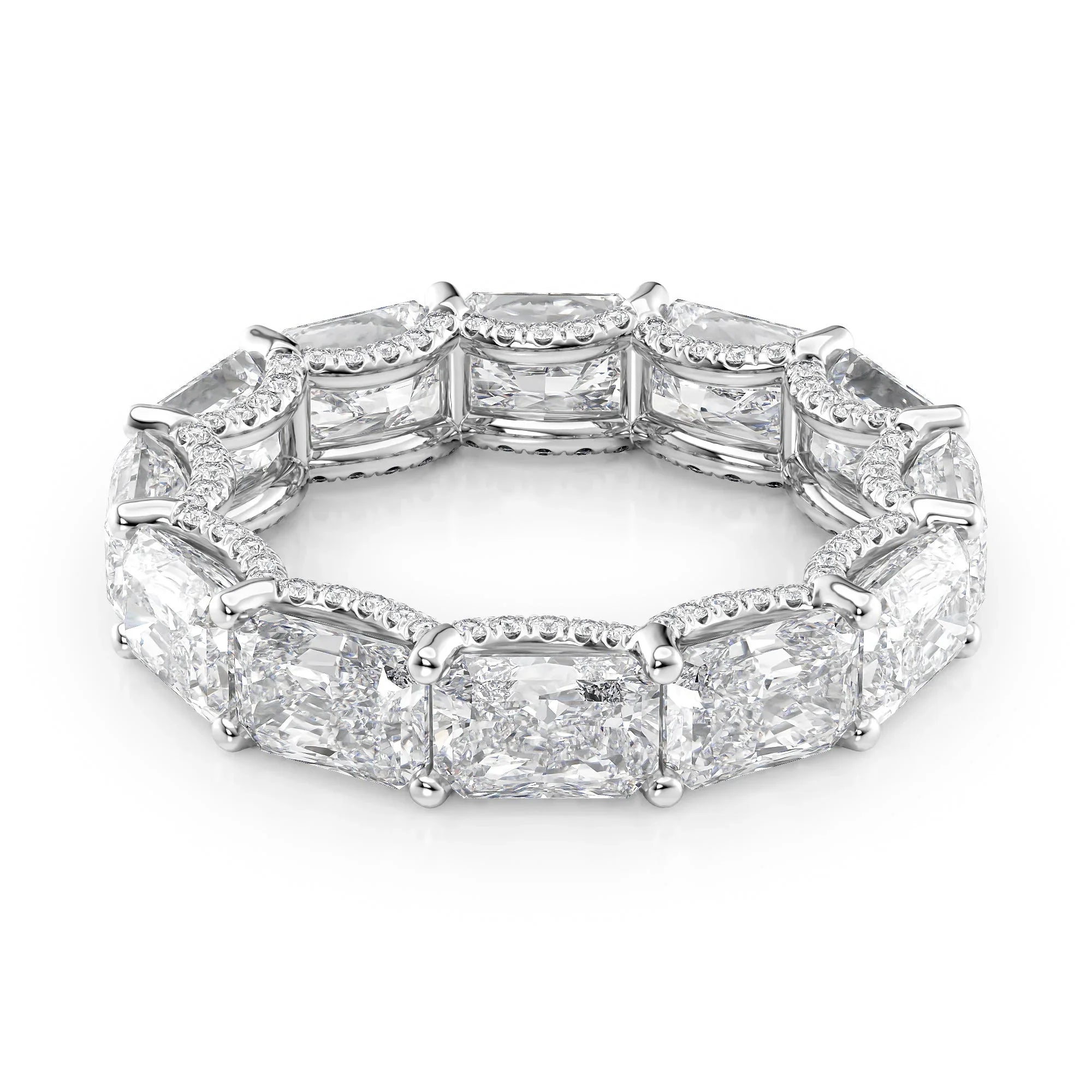 East West Radiant Lab Grown Diamond U Pave Prong Eternity Band, EF Color, VS Clarity, IGI Certified Ring