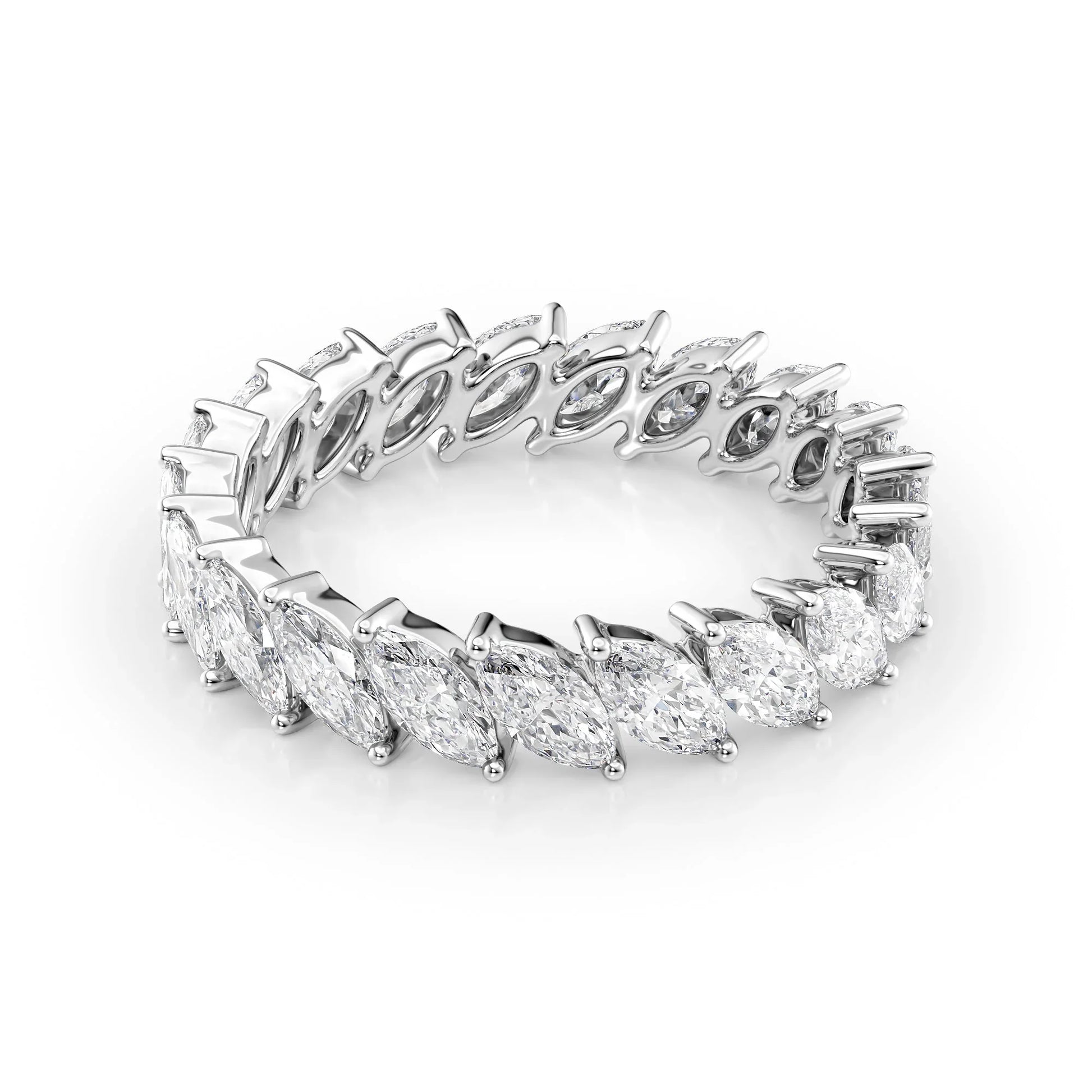 Slanted Marquise Lab Grown Diamond Eternity Band, EF Color, VS Clarity, IGI Certified Ring