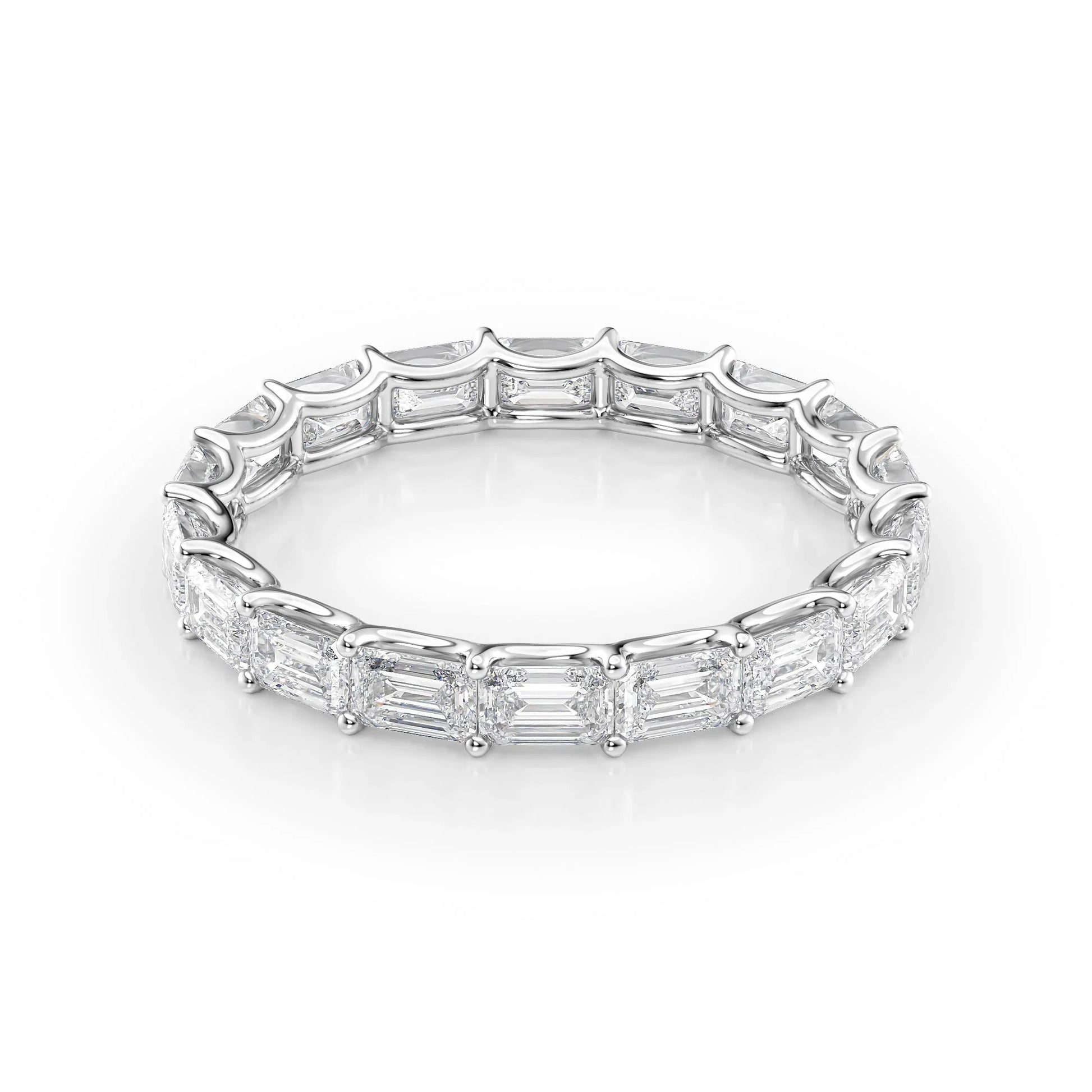 East - West Emerald Lab Grown Diamond U Prong Eternity Band, EF Color, VS Clarity, IGI Certified Ring