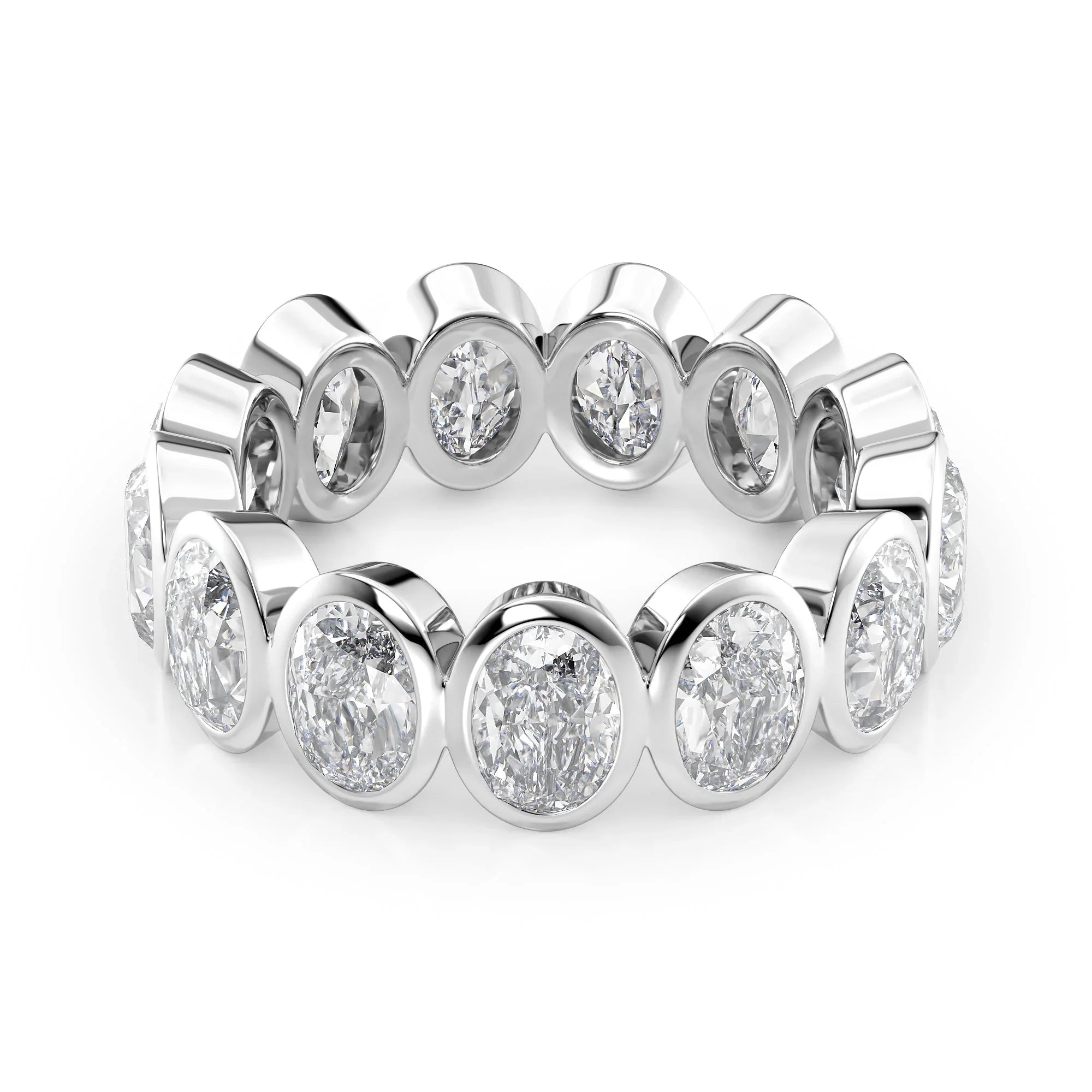 Oval Lab Grown Diamond Bezel Eternity Band, EF Color, VS Clarity, IGI Certified Ring
