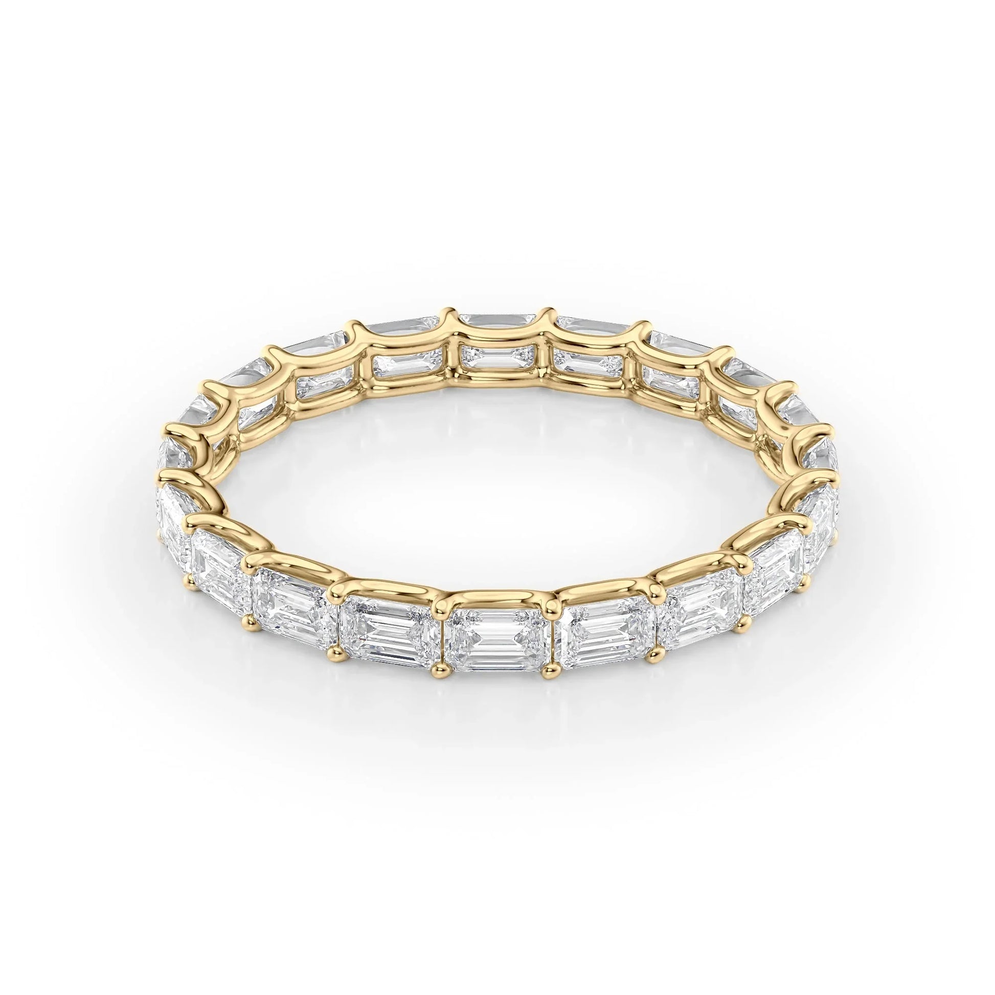 East - West Emerald Lab Grown Diamond U Prong Eternity Band, EF Color, VS Clarity, IGI Certified Ring