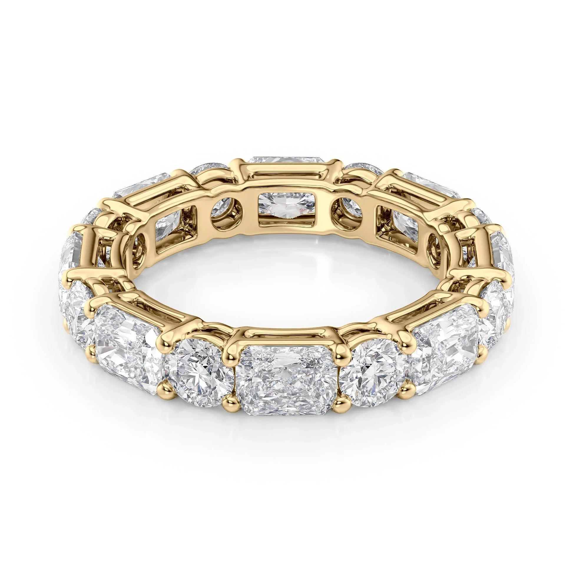 Alternating Radiant and Round Lab Grown Diamond Basket Eternity Band, EF Color, VS Clarity, IGI Certified Ring