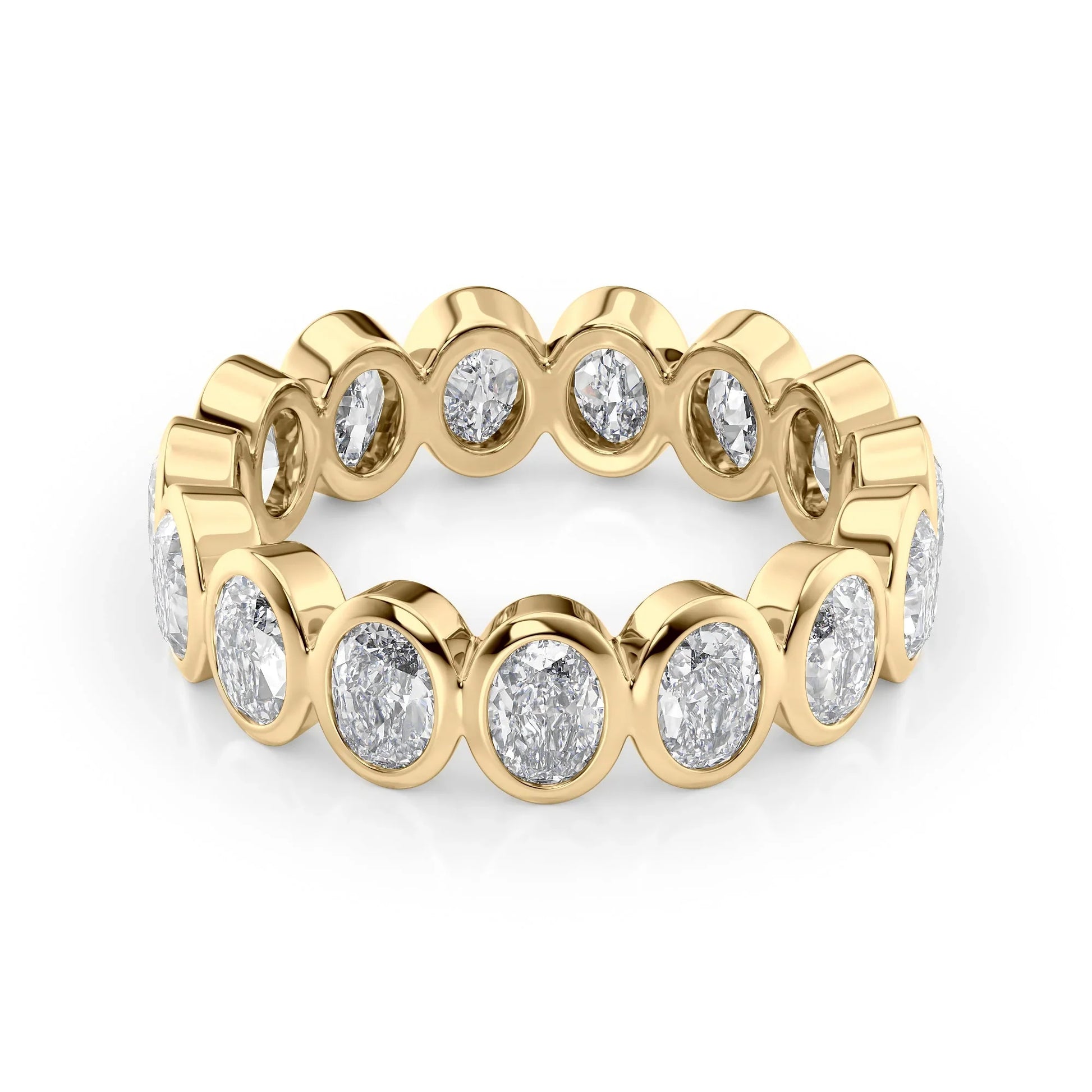 Oval Lab Grown Diamond Bezel Eternity Band, EF Color, VS Clarity, IGI Certified Ring