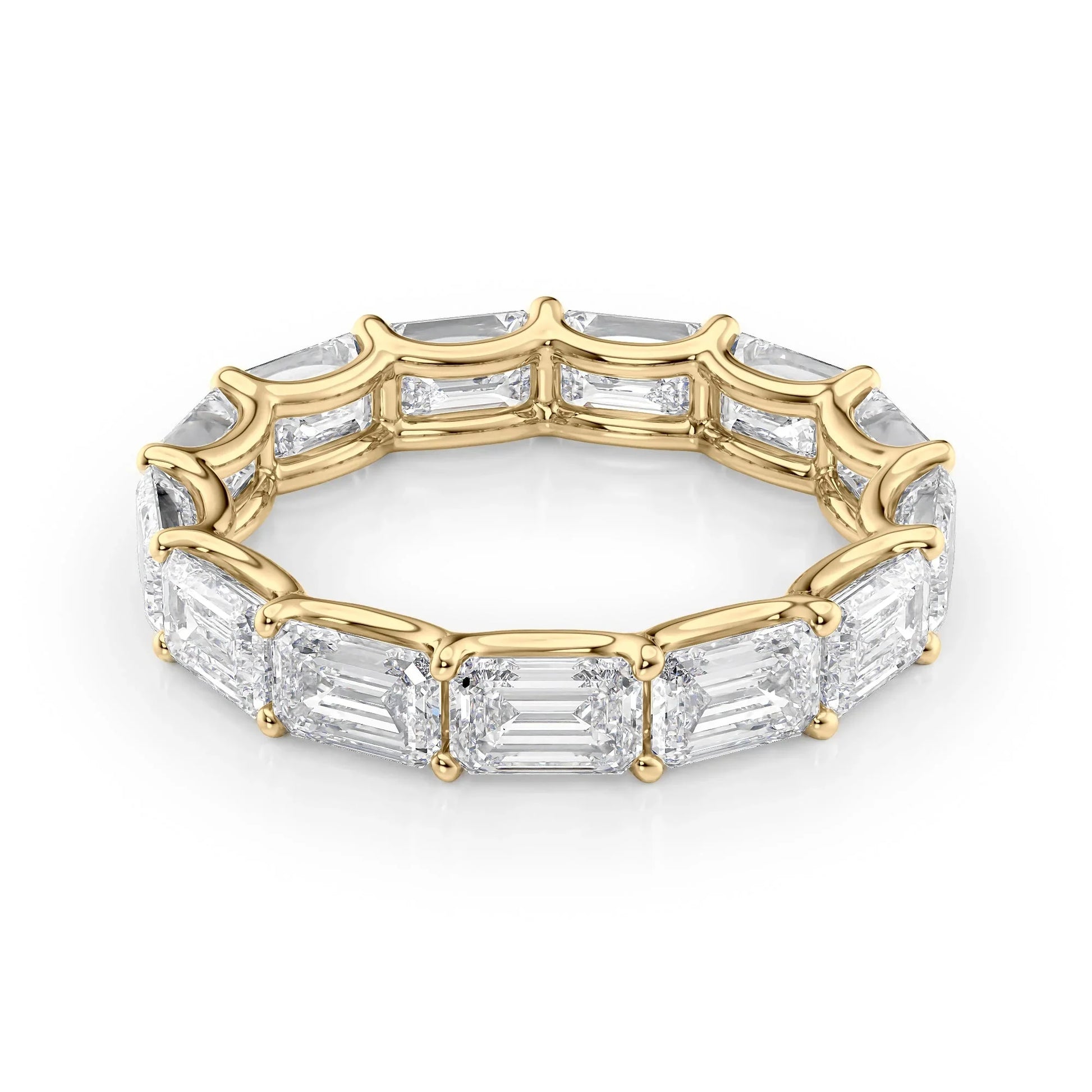 East - West Emerald Lab Grown Diamond U Prong Eternity Band, EF Color, VS Clarity, IGI Certified Ring