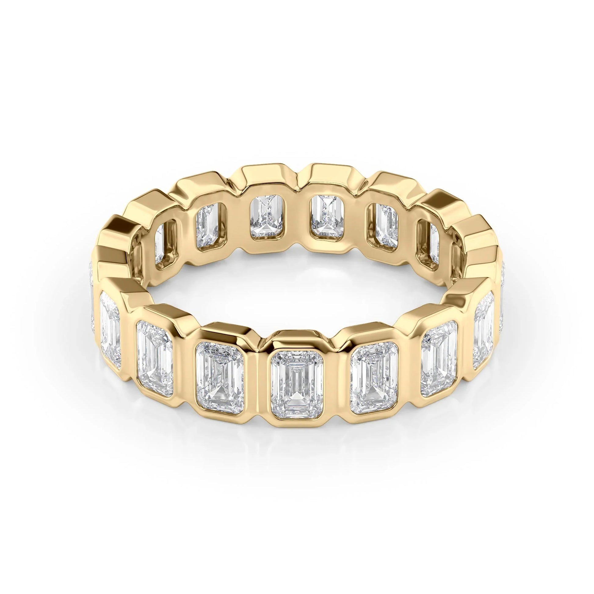 Emerald Lab Grown Diamond Bezel Set Eternity Band, EF Color, VS Color, IGI Certified Ring