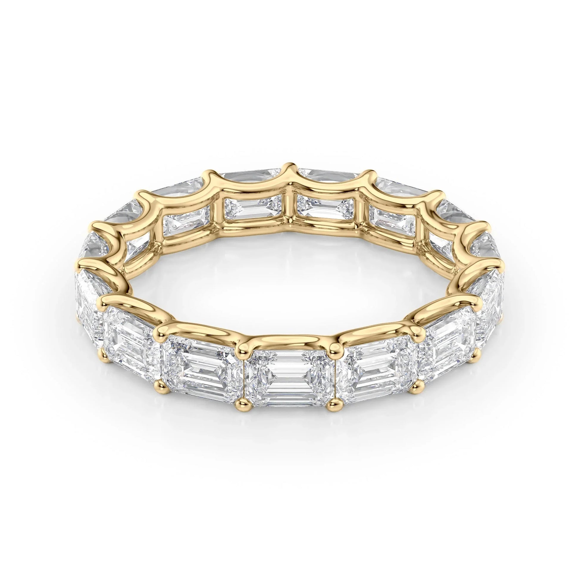 East - West Emerald Lab Grown Diamond U Prong Eternity Band, EF Color, VS Clarity, IGI Certified Ring