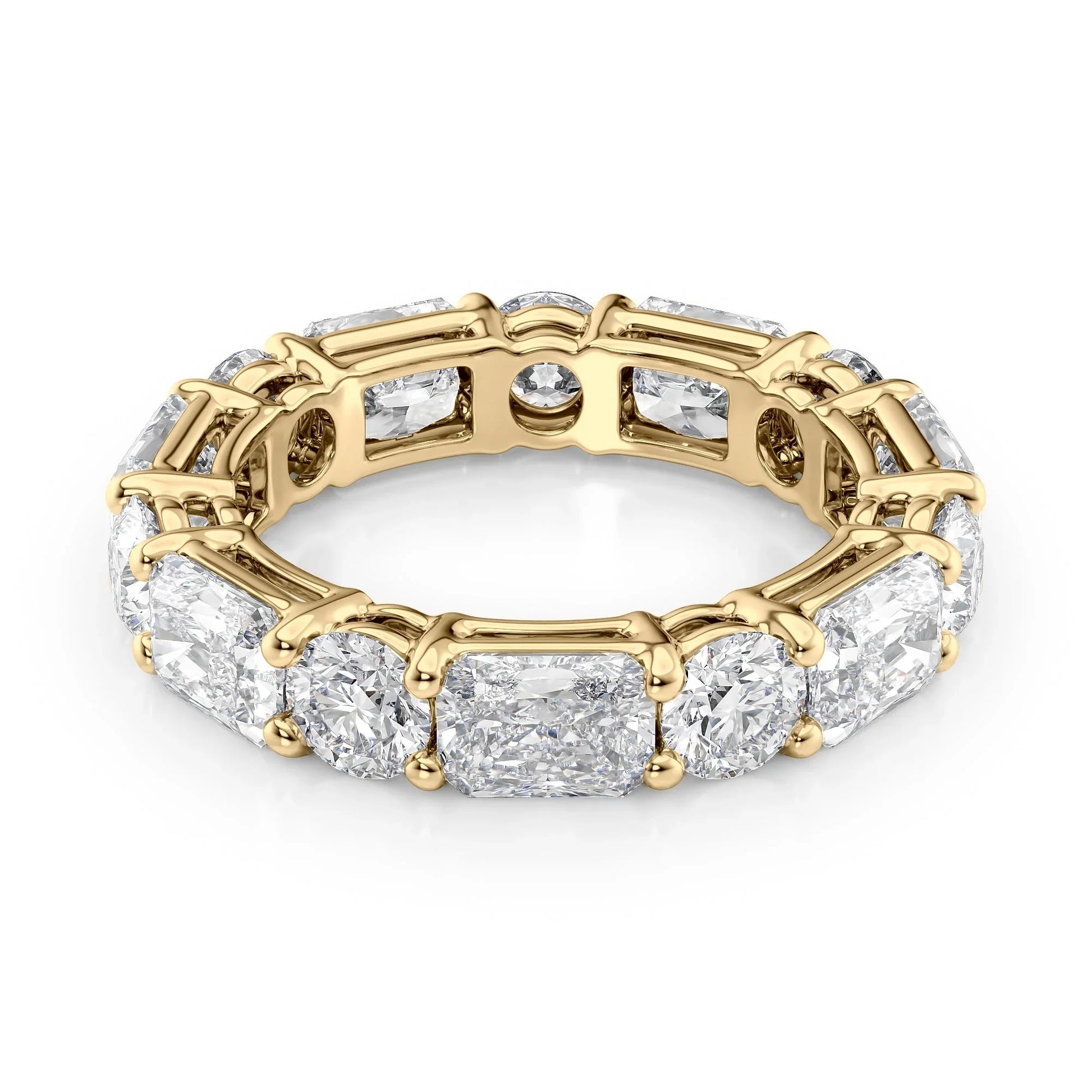 Alternating Radiant and Round Lab Grown Diamond Basket Eternity Band, EF Color, VS Clarity, IGI Certified Ring