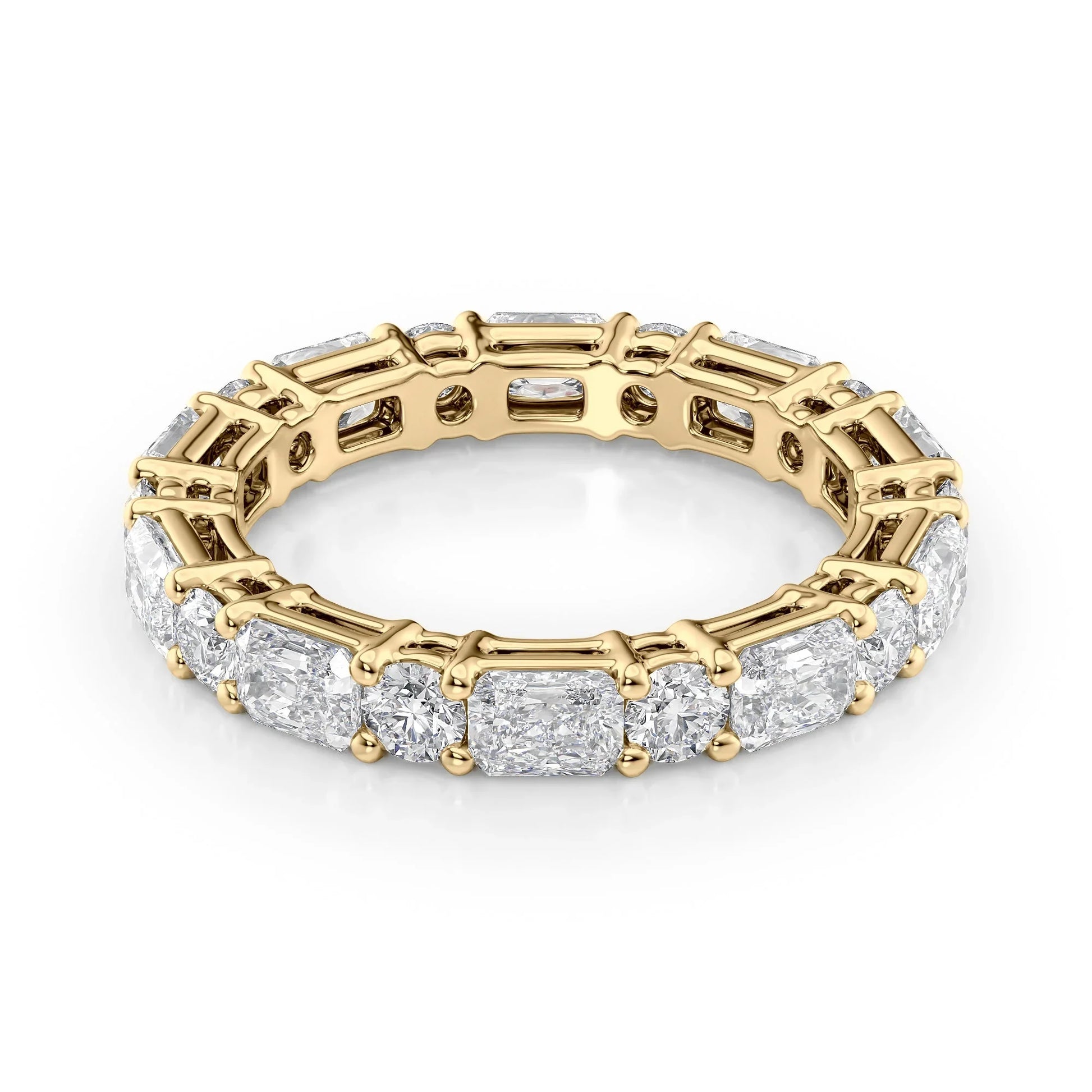 Alternating Radiant and Round Lab Grown Diamond Basket Eternity Band, EF Color, VS Clarity, IGI Certified Ring