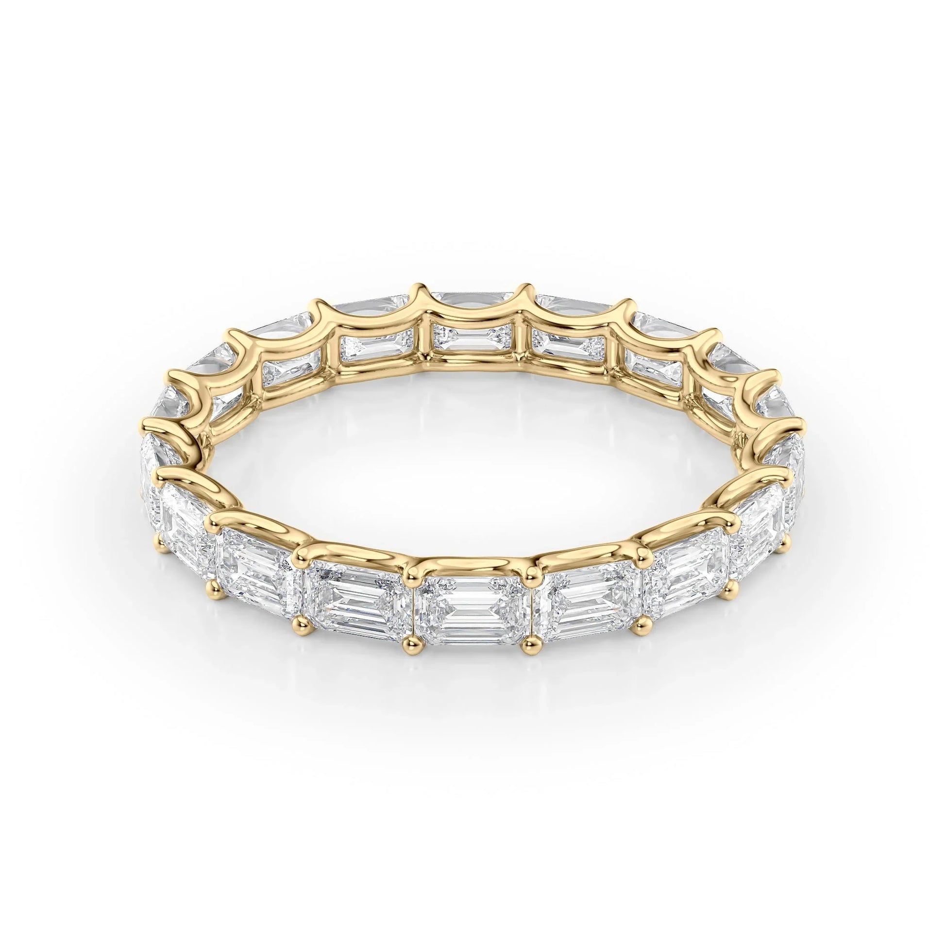 East - West Emerald Lab Grown Diamond U Prong Eternity Band, EF Color, VS Clarity, IGI Certified Ring