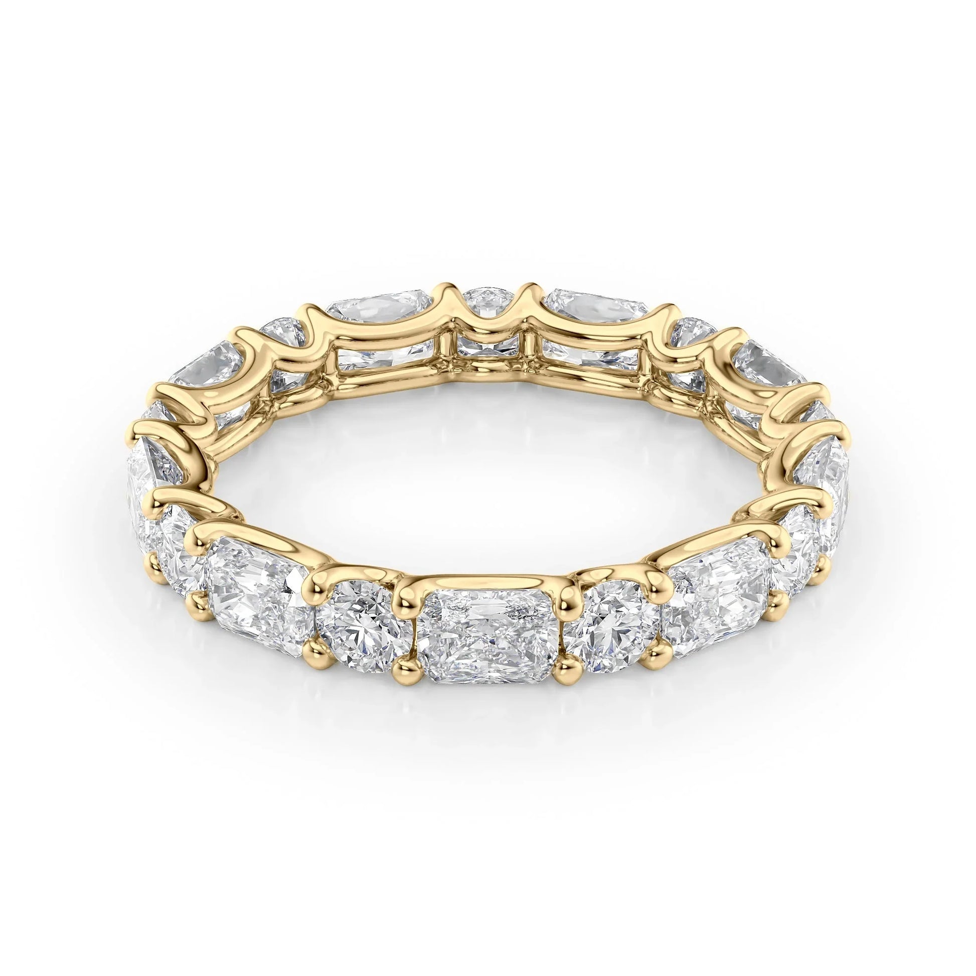 Alternating Radiant and Round Lab Grown Diamond U Prong Eternity Band, EF Color VS Clarity, IGI Certified Ring