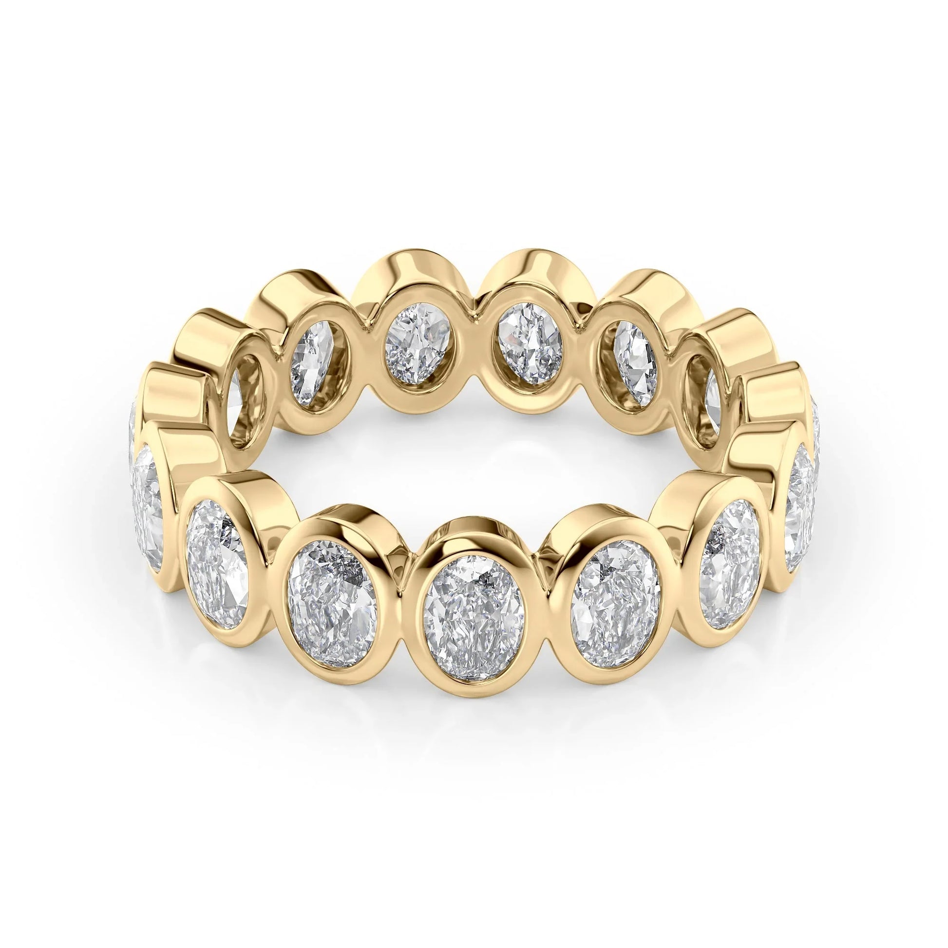 Oval Lab Grown Diamond Bezel Eternity Band, EF Color, VS Clarity, IGI Certified Ring